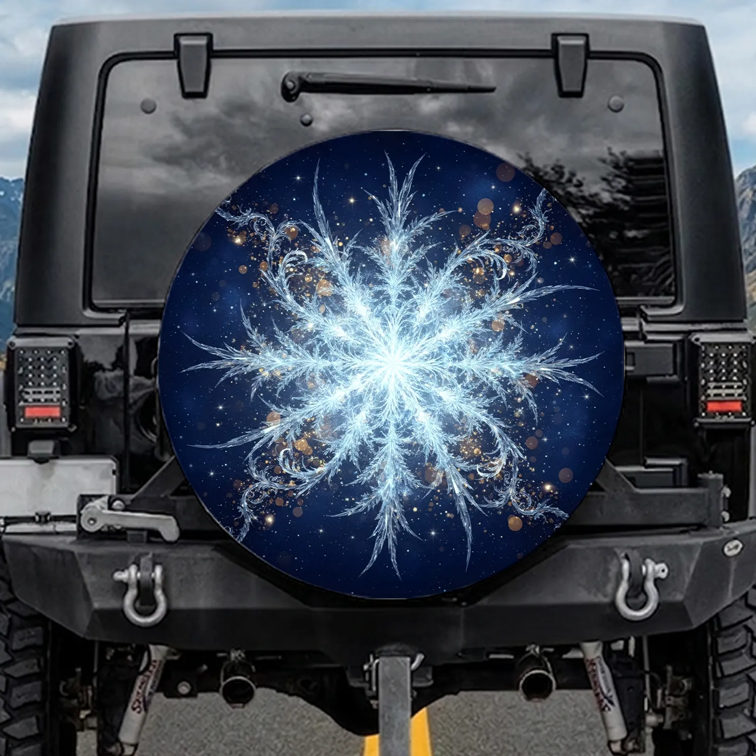 Crystalline Ice Burst Celestial Stardust - Luminous Winter Decor Gift Spare Tire Cover - 1