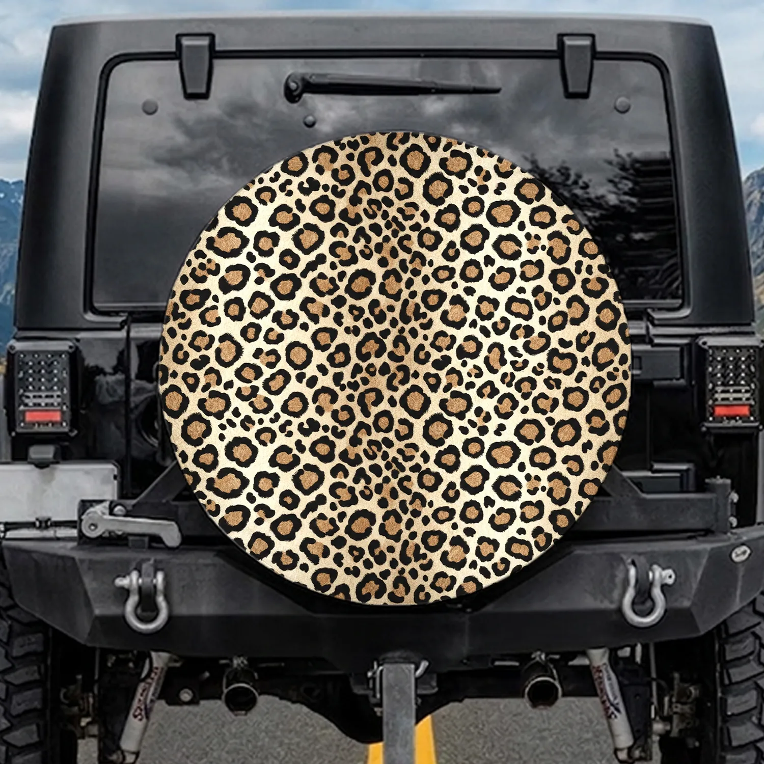 Leopard Print Big Cat Safari Wildlife Lover Road Trip Adventure Enthusiast Gift Spare Tire Cover - 1