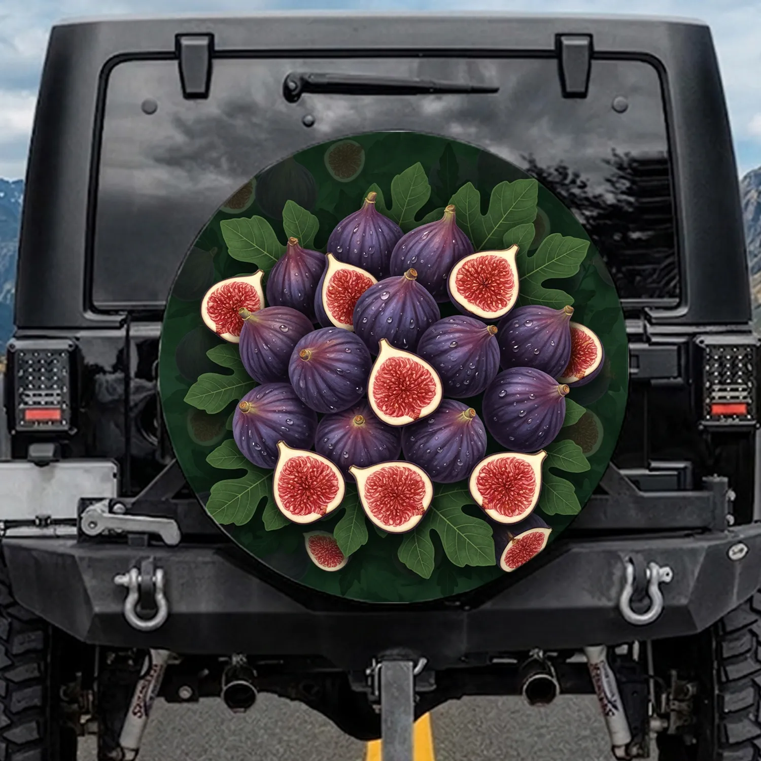 Fresh Figs Green Fig Leaves - Gourmet Kitchen Decor Gift Spare Tire Cover - 1