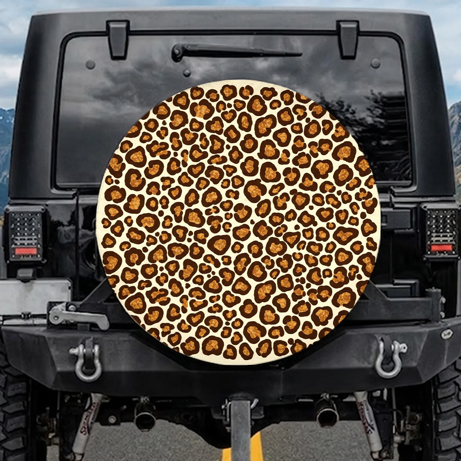 Leopard Heart Spots Home Decor Gift for Wildlife Lover Spare Tire Cover - 1