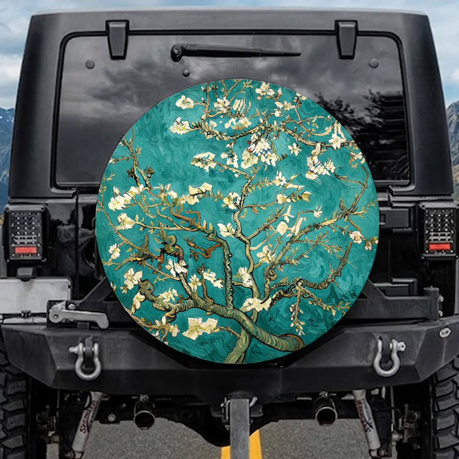 Almond Blossoms Flowering Tree Gnarled Branches - Home Decor Gift for Nature Lover Spare Tire Cover - 1