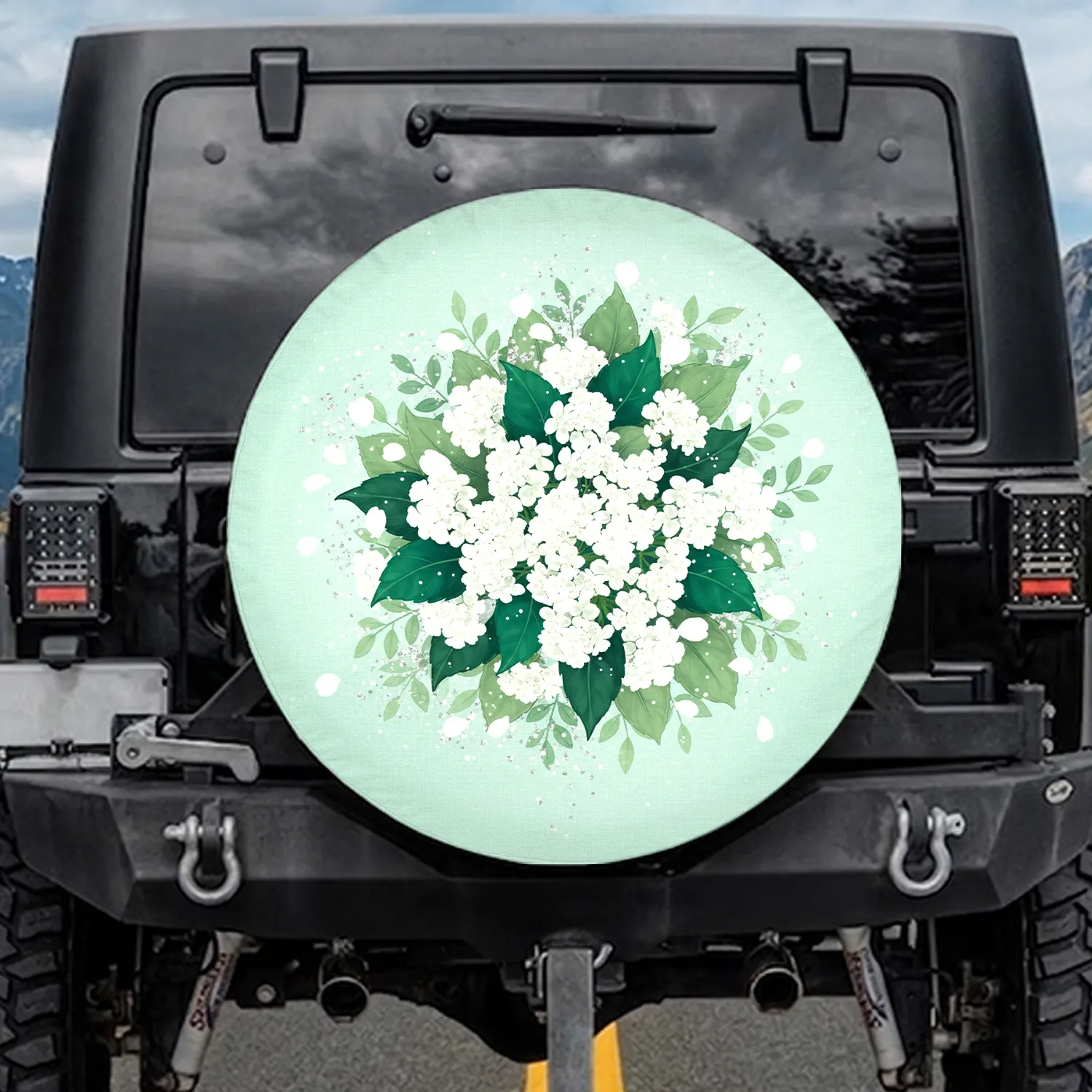 Ethereal Floral Blooms Lush Foliage Leaves Luminous Specks - Home Decor Gift Spare Tire Cover - 1