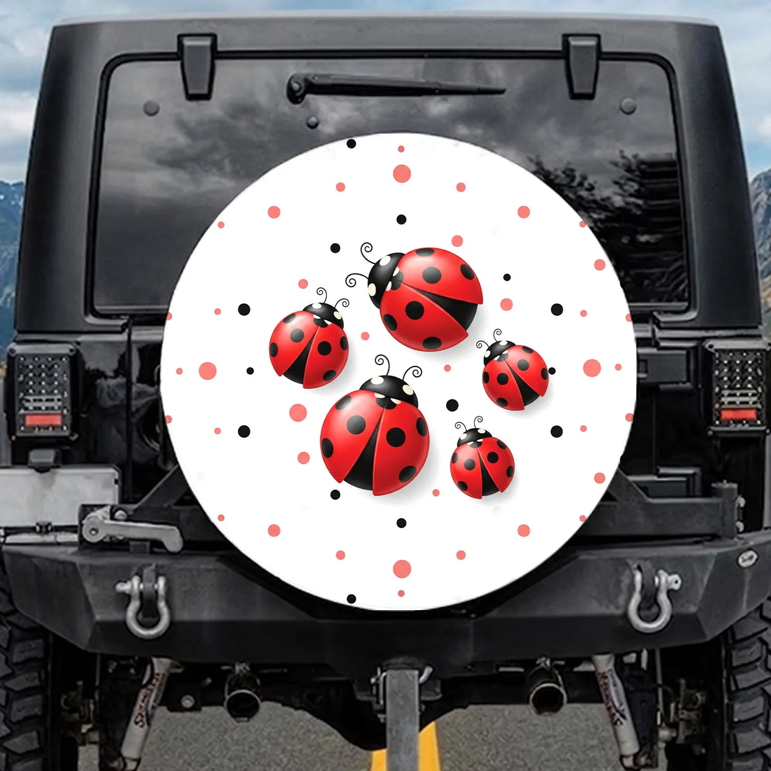 Ladybug Polka Dot Classic Charm - Vehicle Outdoor Decor Gift Spare Tire Cover - 1