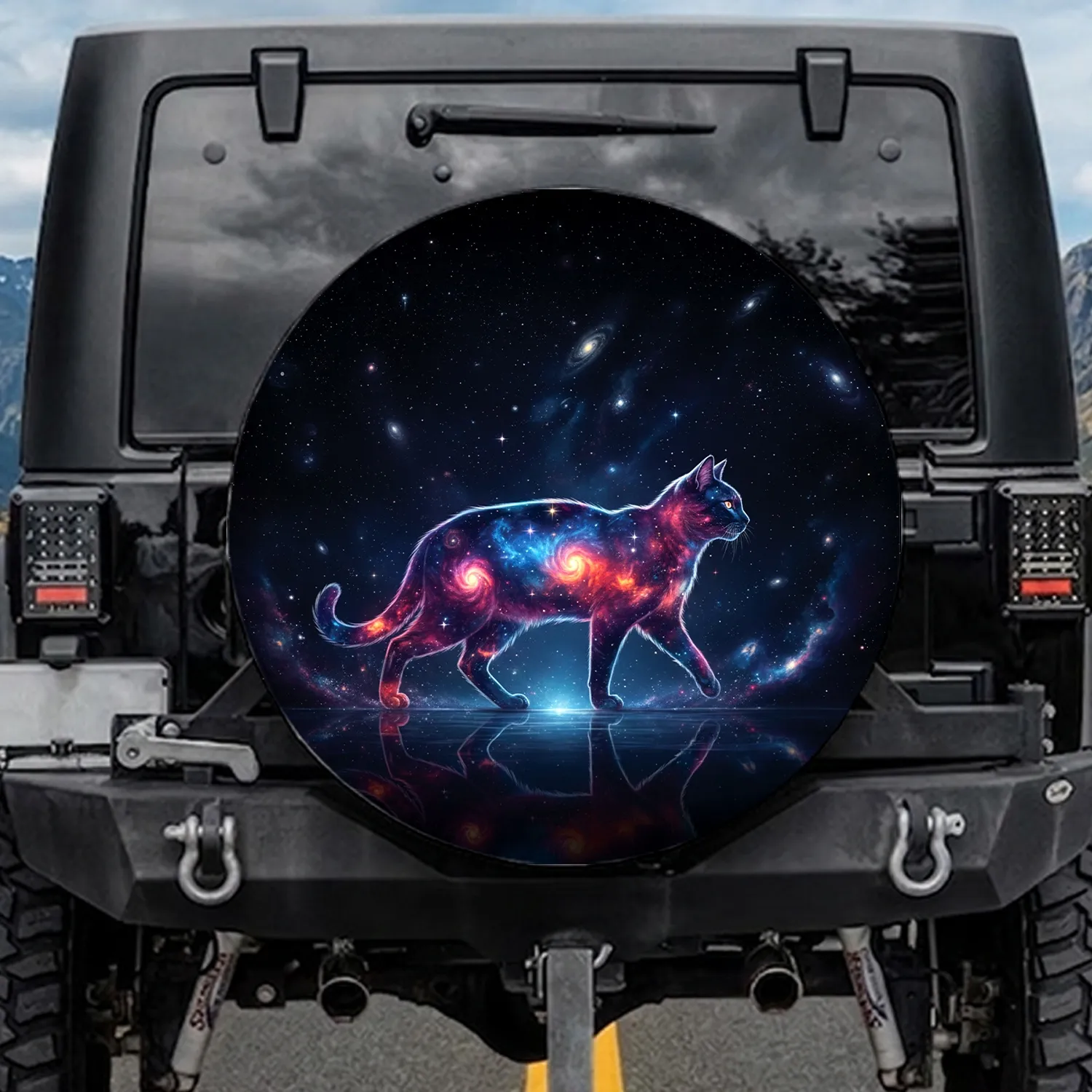 Majestic Cosmic Cat Nebula Stars Galactic Wisps Deep Space Sky - Cat Lover Gift Spare Tire Cover - 1