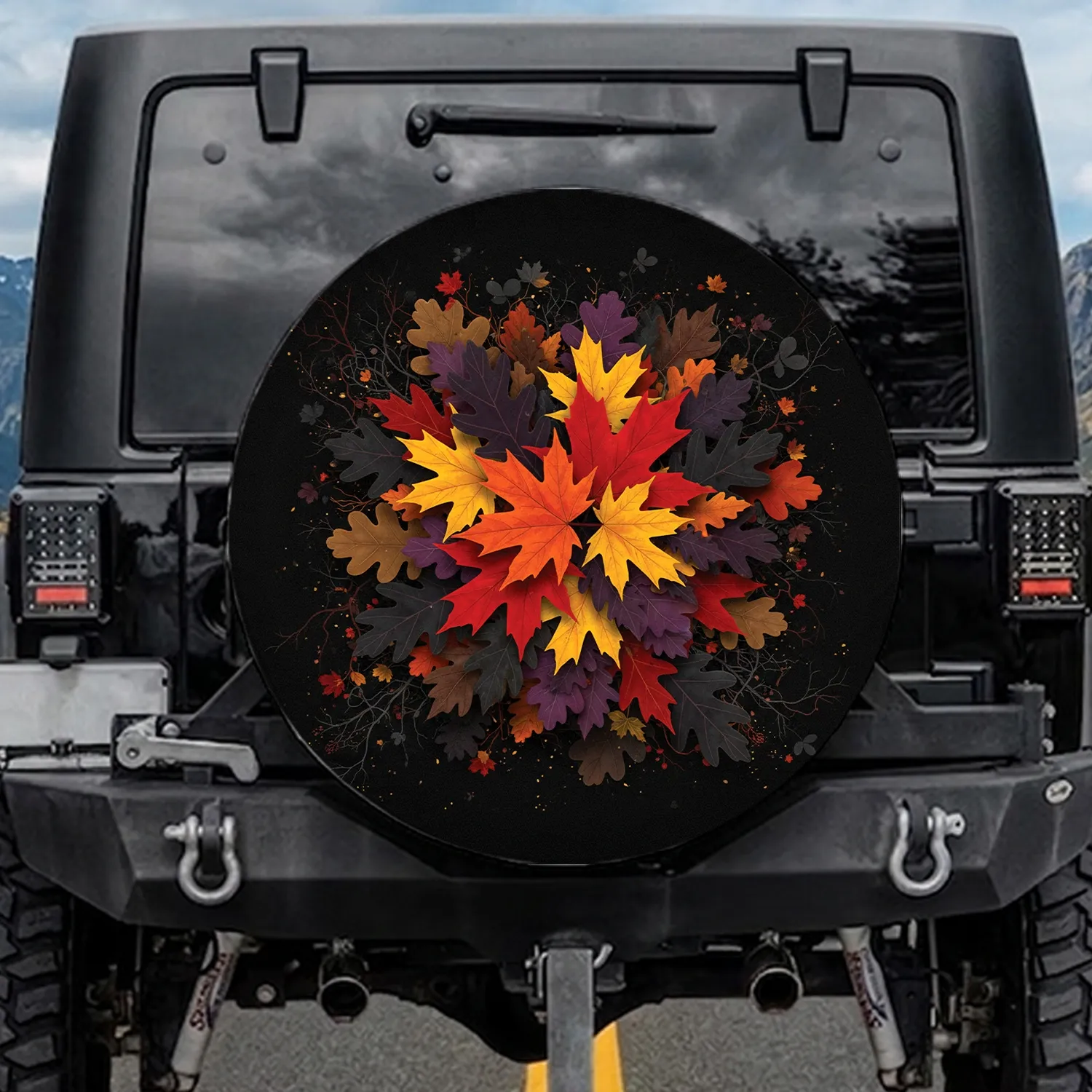 Dense Layered Autumn Maple Oak Broadleaf Foliage Fall Season Nature Lover Gift Spare Tire Cover - 1
