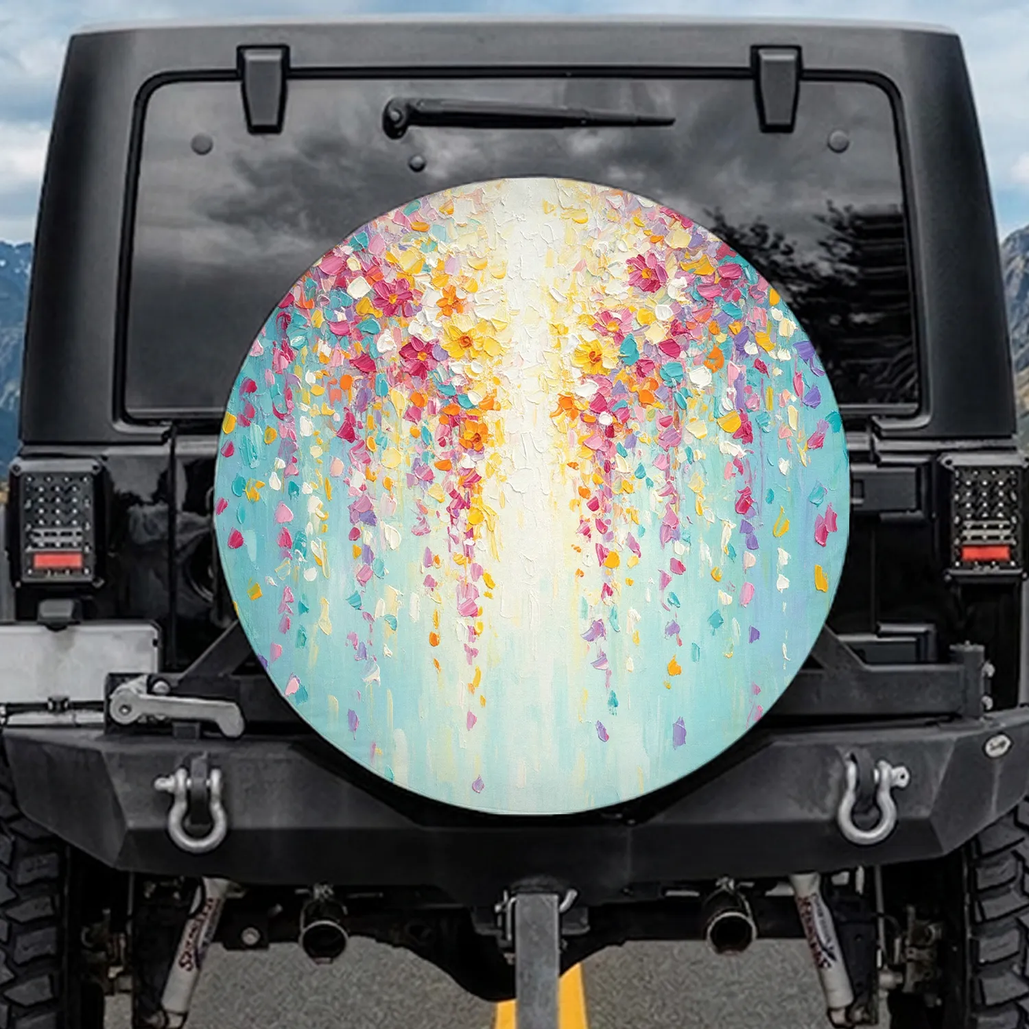 Petal Blossom Showers Paint Dabs Full Canvas Luminous Sky - Home Decor Gift Spare Tire Cover - 1