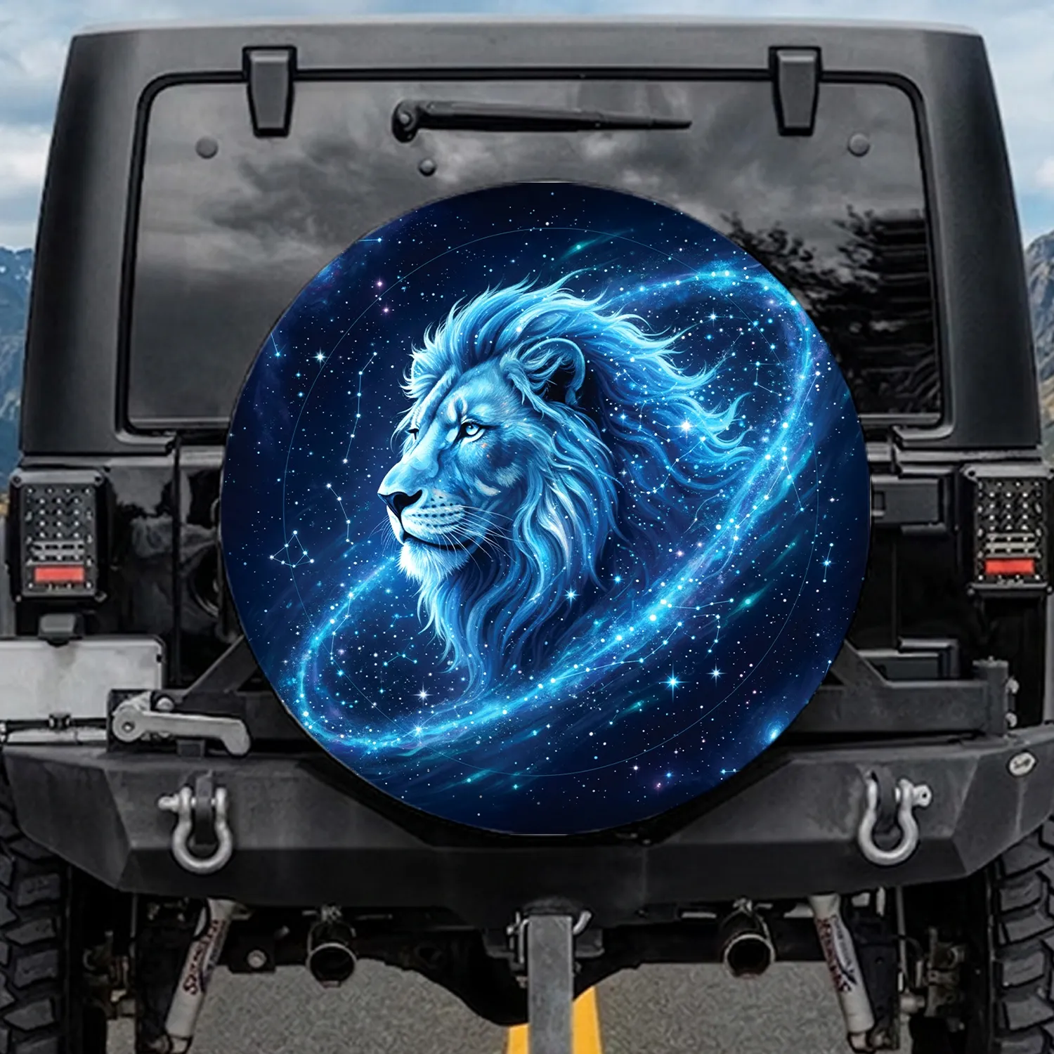 Lion Head Cosmic Stars Constellations - Stargazer Gift Spare Tire Cover - 1