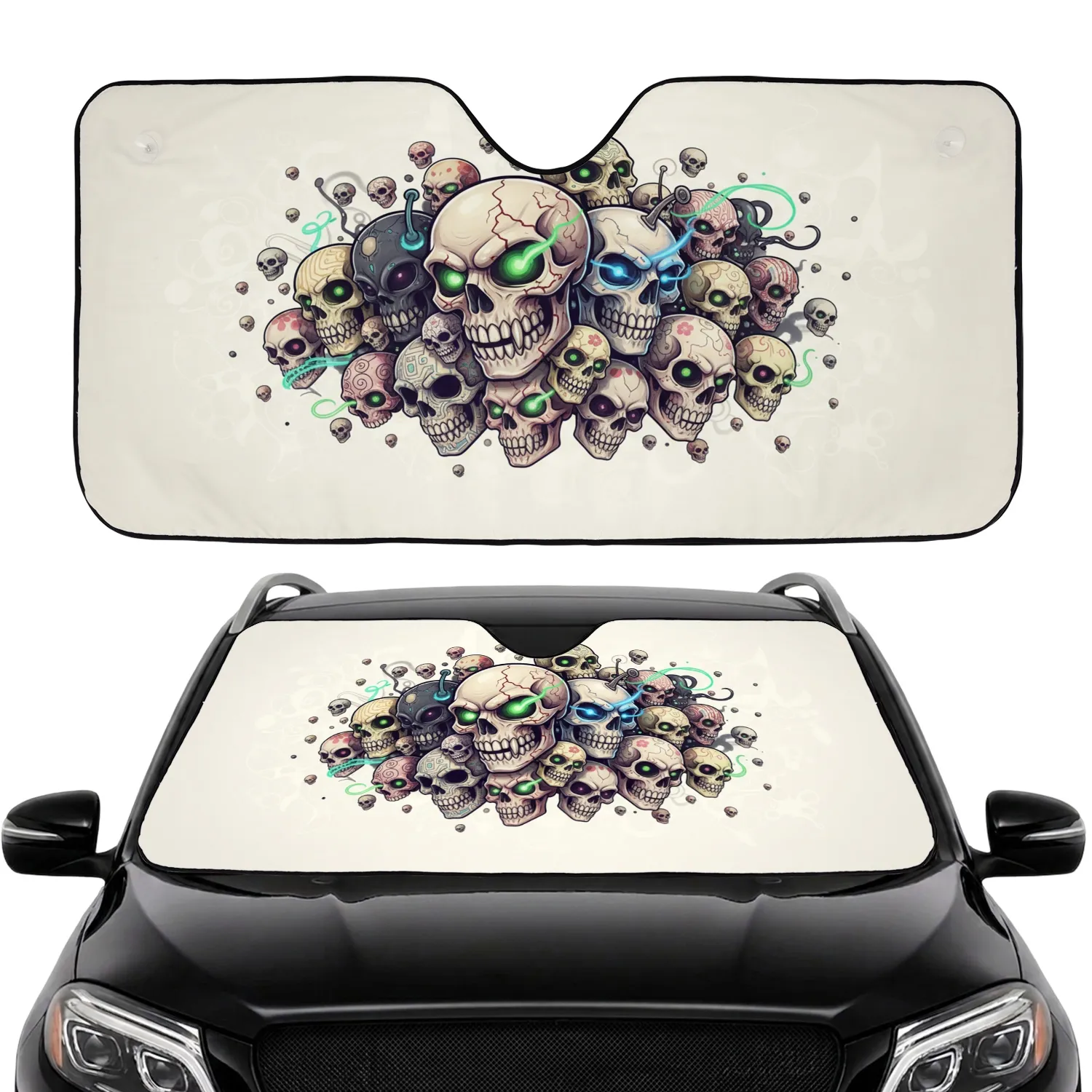 Skulls Alien Heads Ethereal Light Smoke - Car Interior Upgrade Car Sunshade - 1