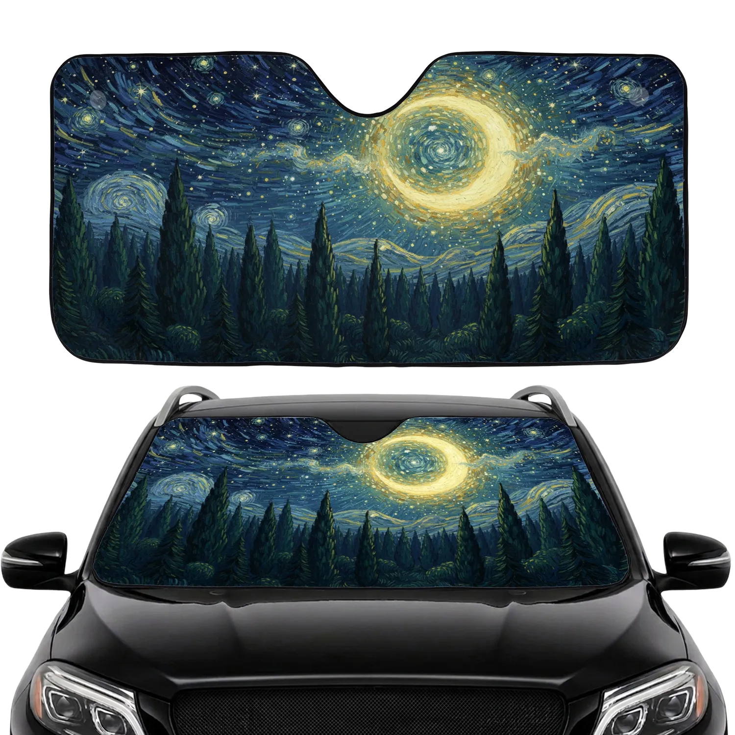 Celestial Moon Stars Forest Car Interior Upgrade Car Sunshade - 1
