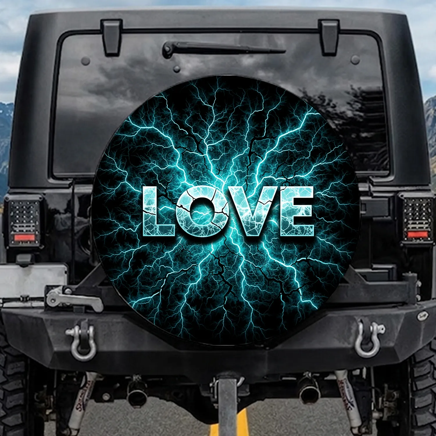 LOVE Shattered Ice Frozen Lightning Crackle Glaze - Vehicle Decor Gift Spare Tire Cover - 1