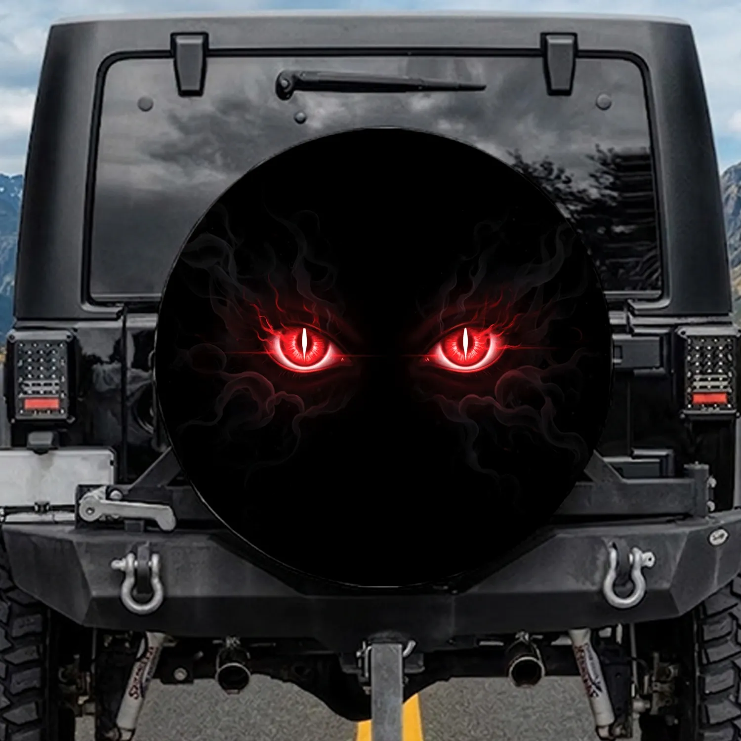 Intense Glowing Red Eyes Shadowy Void - Vehicle Protection Accessory Spare Tire Cover - 1