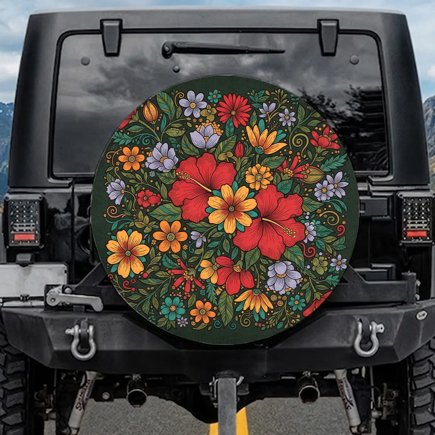 Lush Floral Tapestry Garden - Home Decor Gift for Gardeners Spare Tire Cover - 1