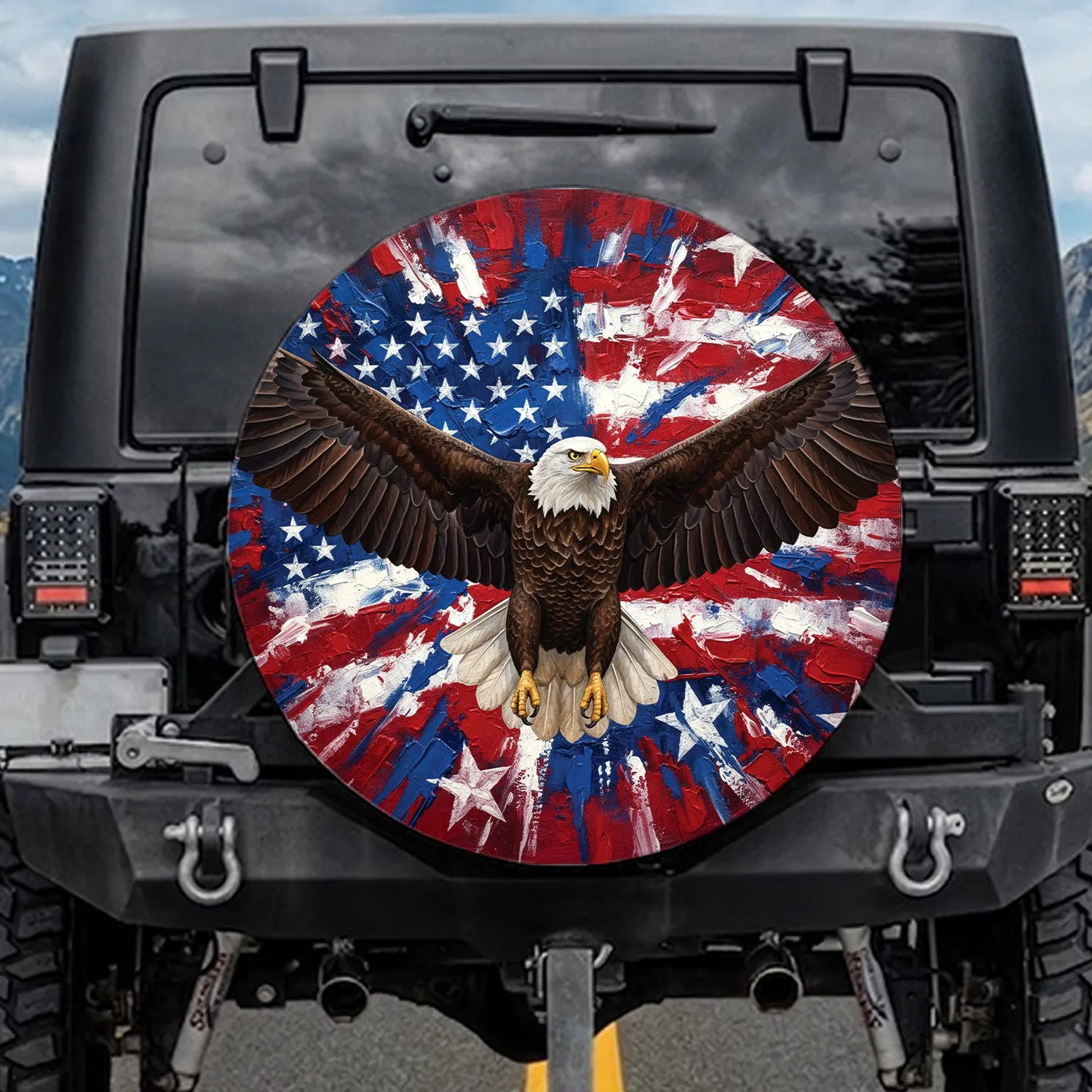 Bald Eagle American Flag - Independence Day Gift for Veterans Spare Tire Cover - 1