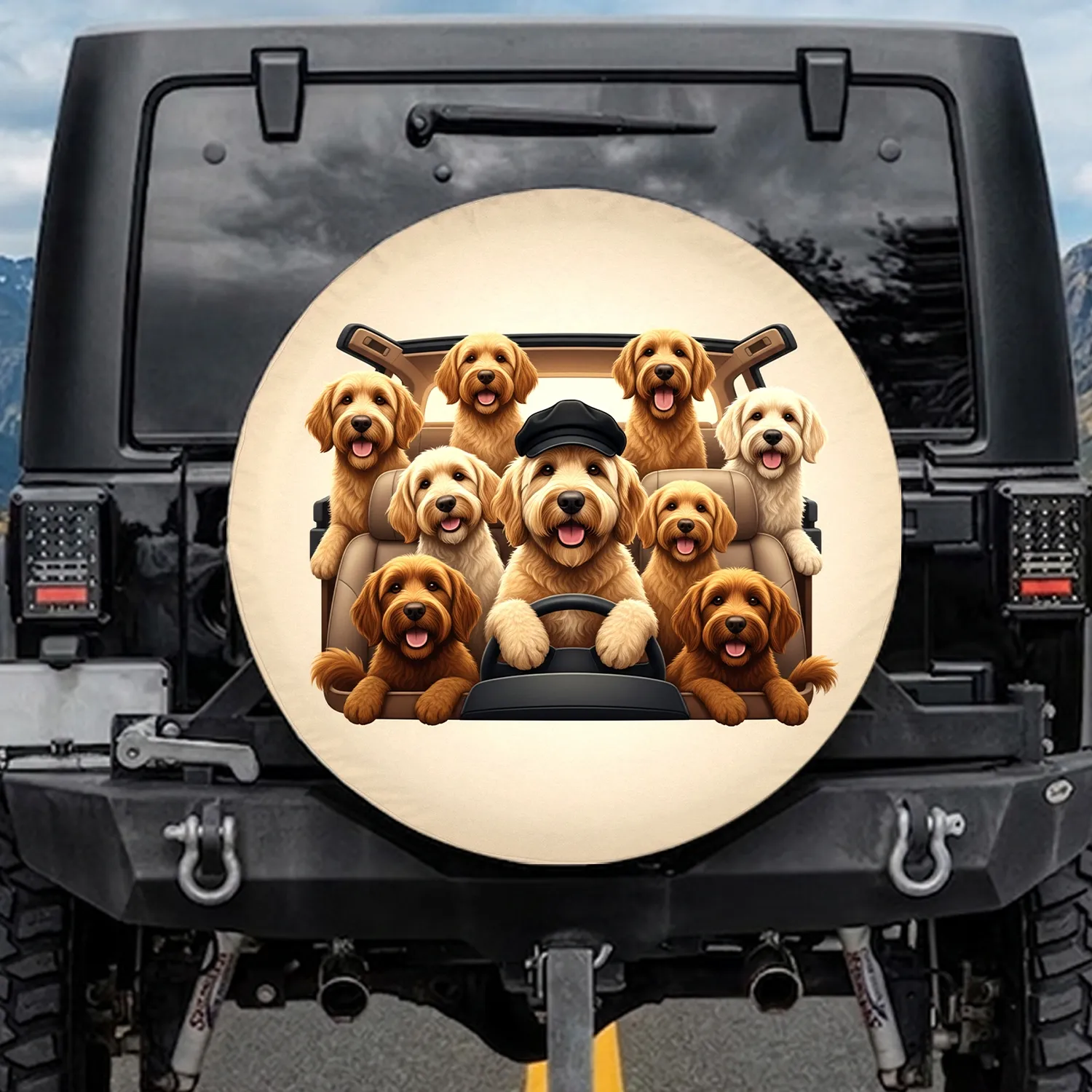 Goldendoodle Driver Golden Retriever Group - Travel Essentials Gift for Dog Lovers Spare Tire Cover - 1
