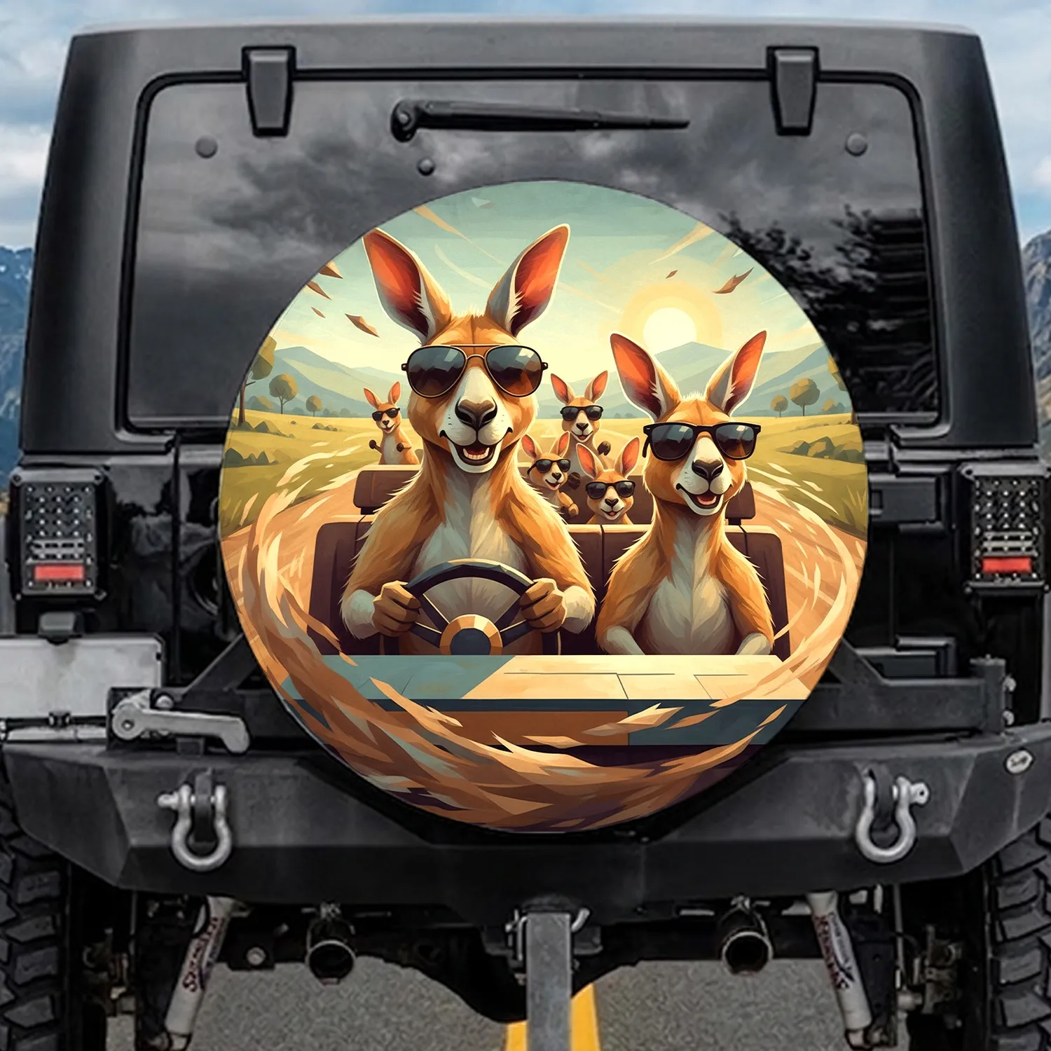 Kangaroos Driving Sunglasses - Road Trip Adventure Gift Spare Tire Cover - 1
