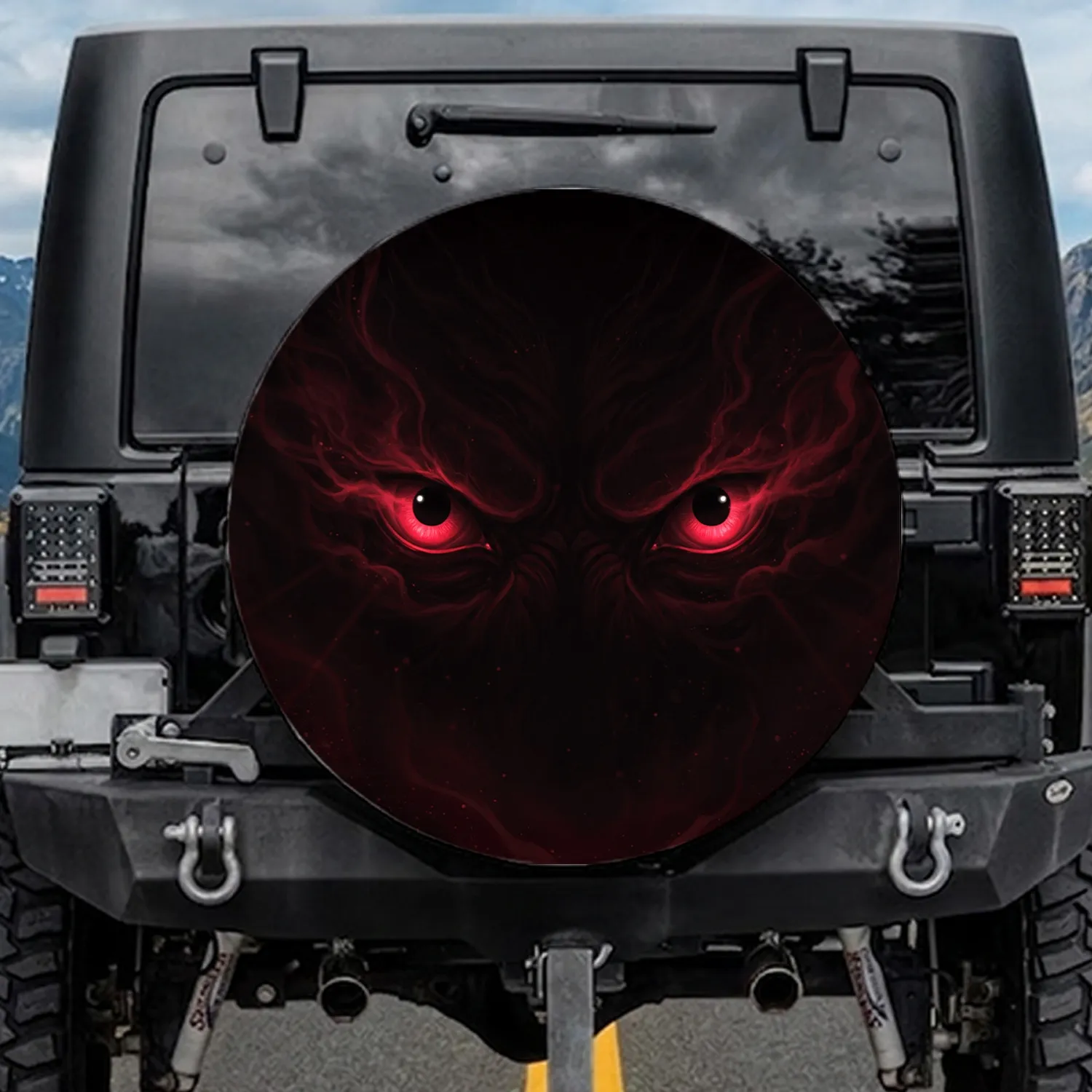 Ominous Piercing Red Eyes Cosmic Void Entity - Horror Sci-Fi Fan Gift Spare Tire Cover - 1