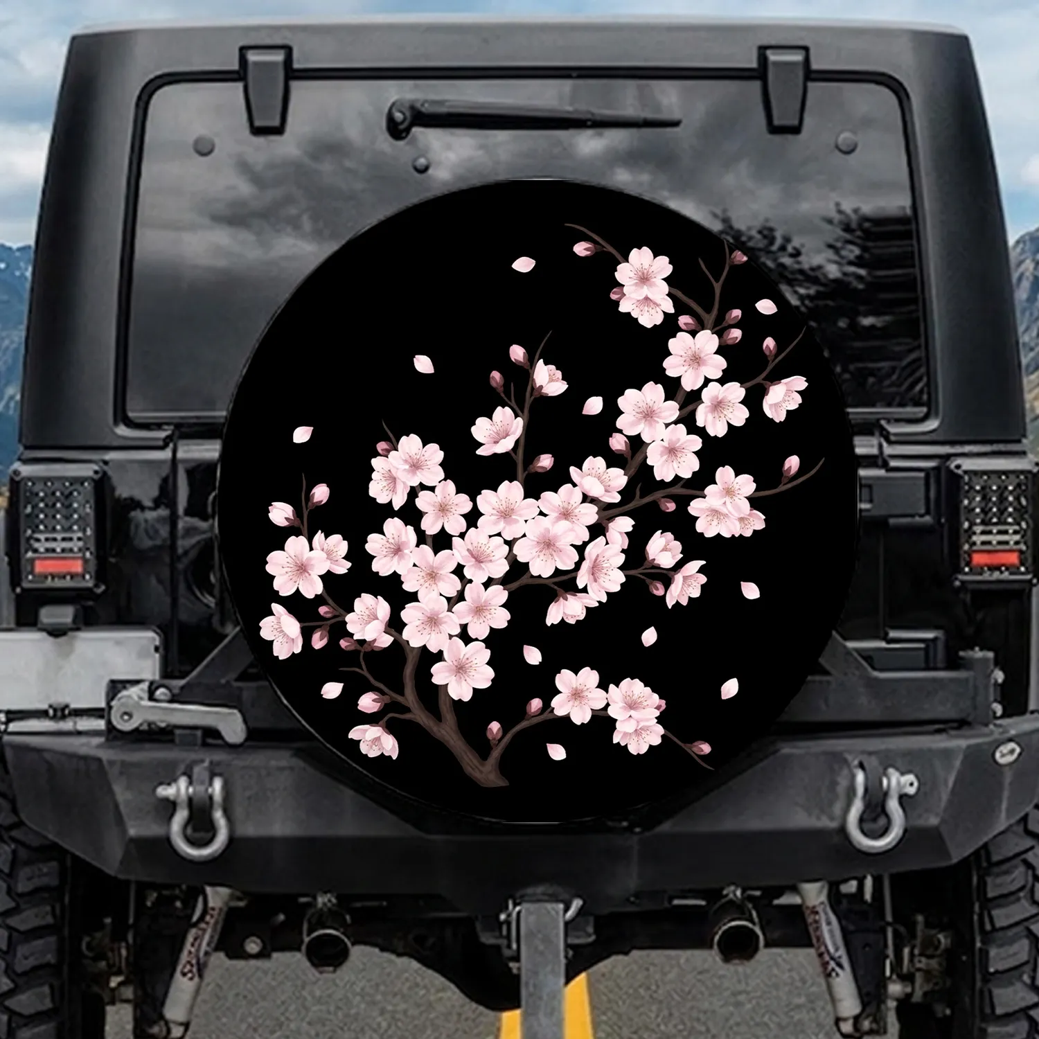 Pink Cherry Blossom Branches Car Accessory Gift for Cherry Blossom Lover Spare Tire Cover - 1