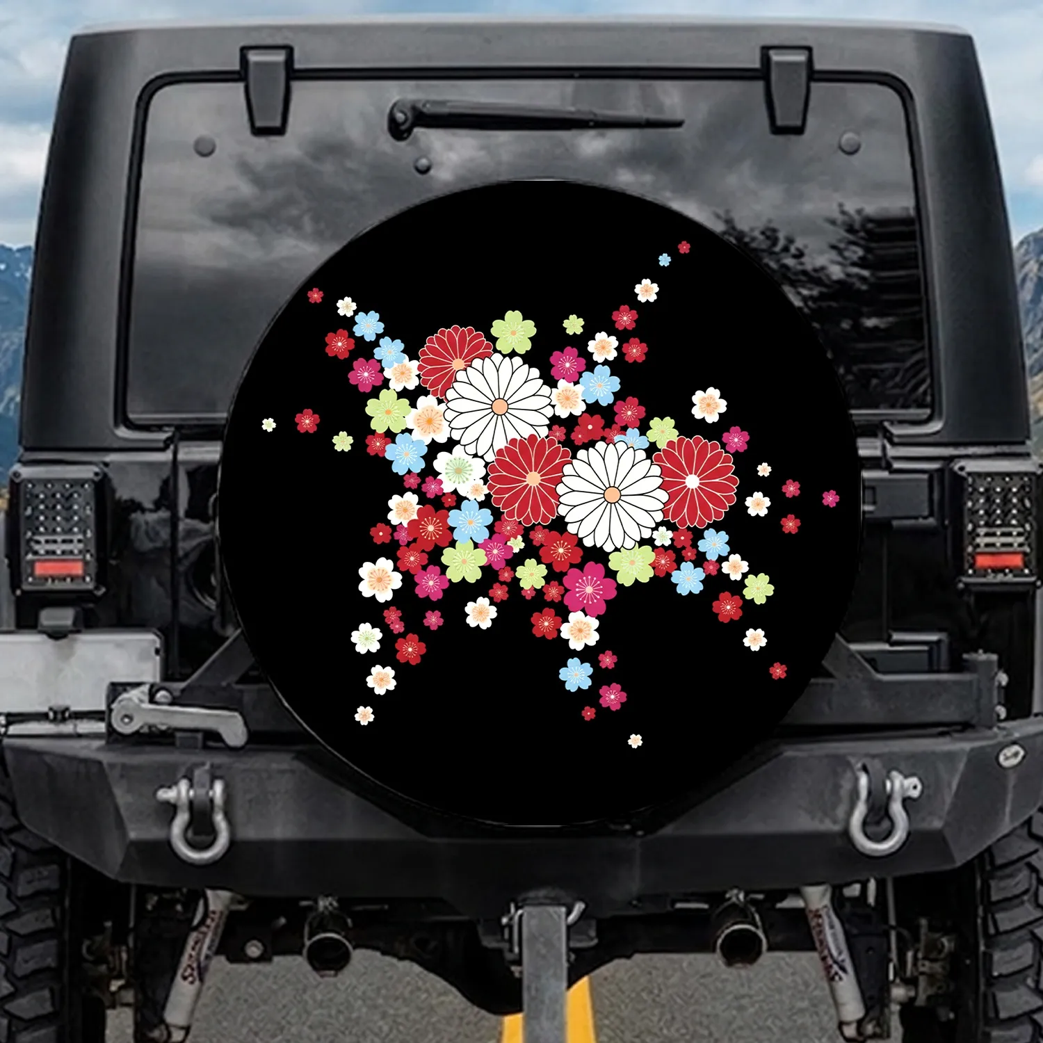 Japanese Floral Chrysanthemum Daisy Multi Petal - Home Decor Gift Spare Tire Cover - 1
