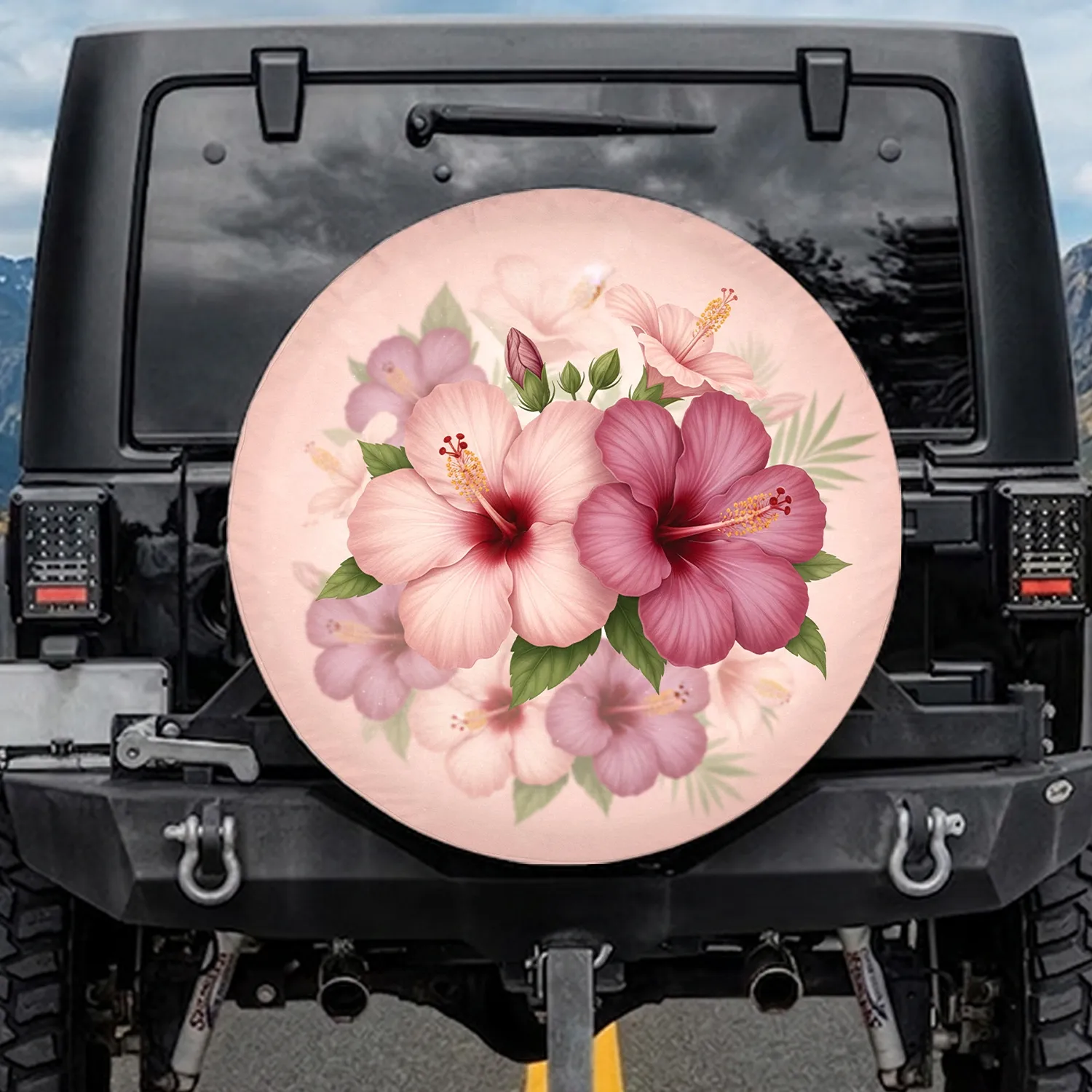 Hibiscus Floral Tropical Foliage - Home Decor Tropical Lifestyle Gift Spare Tire Cover - 1