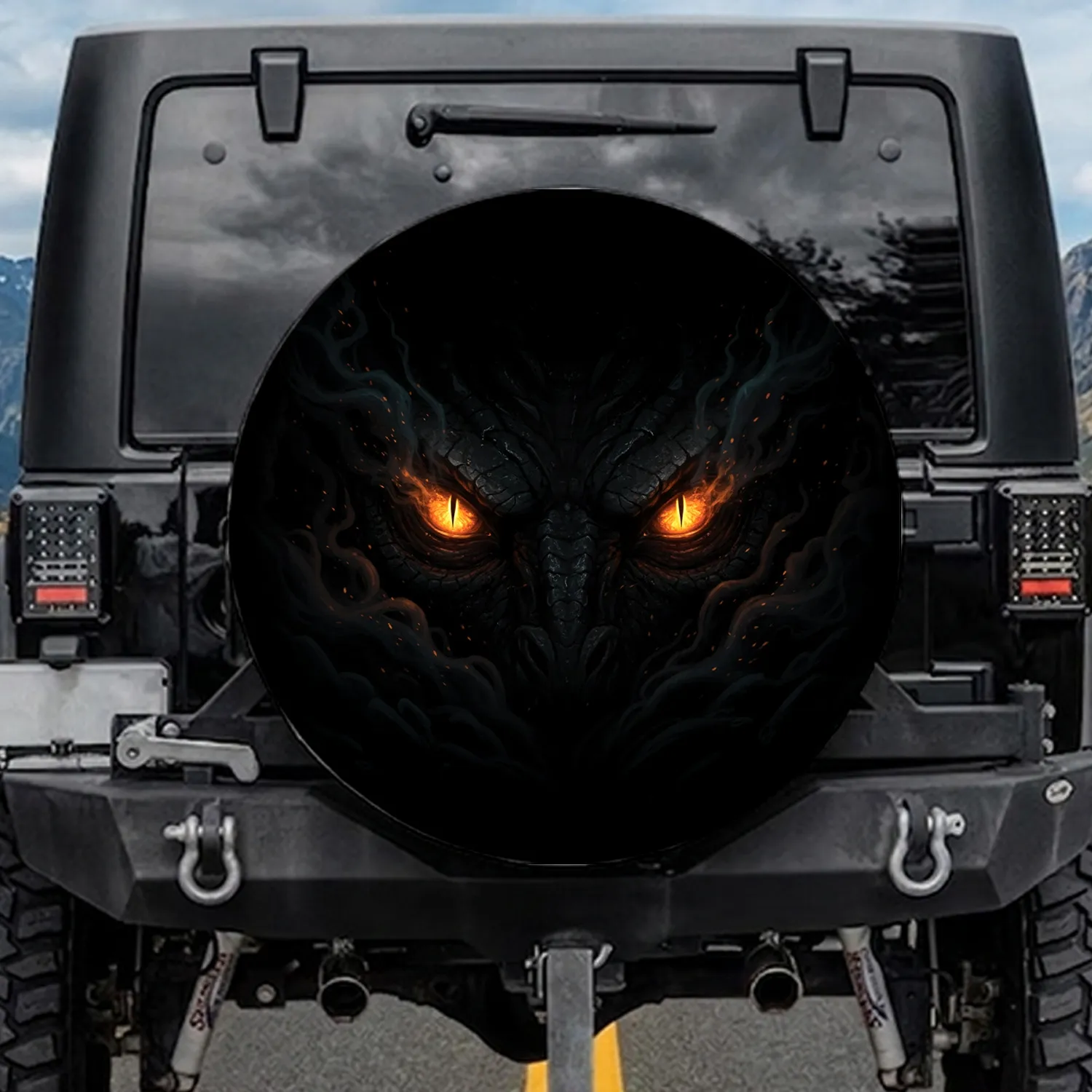 Piercing Amber Eyes Monster - Dark Fantasy Adventure Seeker Gift Spare Tire Cover - 1