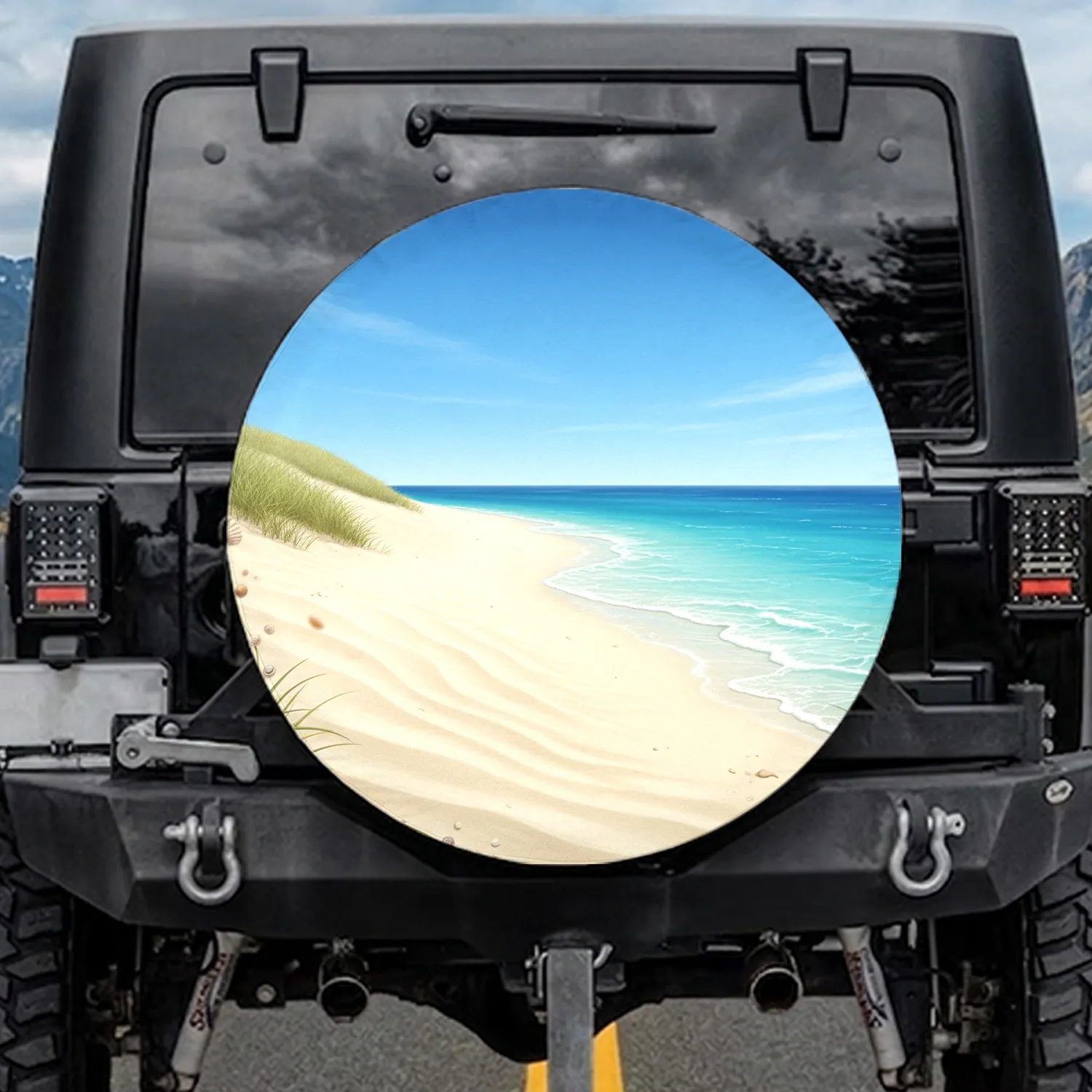 Tropical Beach Sand Dune Ocean Scene - Travel Essentials Beach Lover Gift Spare Tire Cover - 1