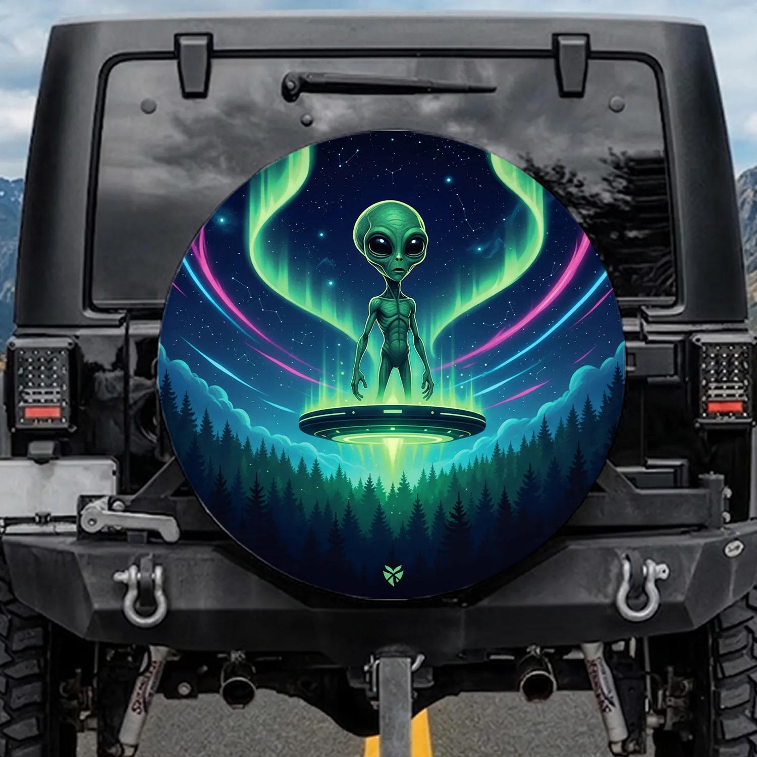Extraterrestrial Alien Glowing Forest - Car Accessory Gift for Sci-Fi Fans Spare Tire Cover - 1