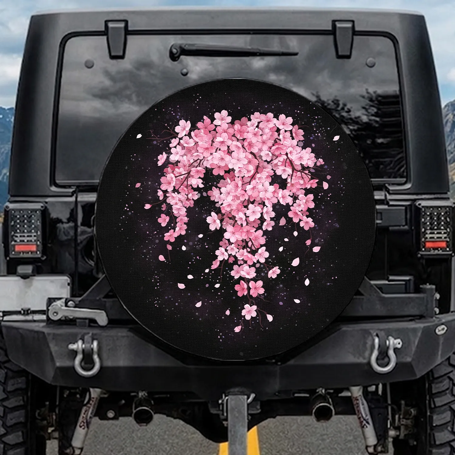 Pink Magenta Cherry Blossom Sakura Floral Outdoor Lifestyle Vehicle Accessory Gift Spare Tire Cover - 1