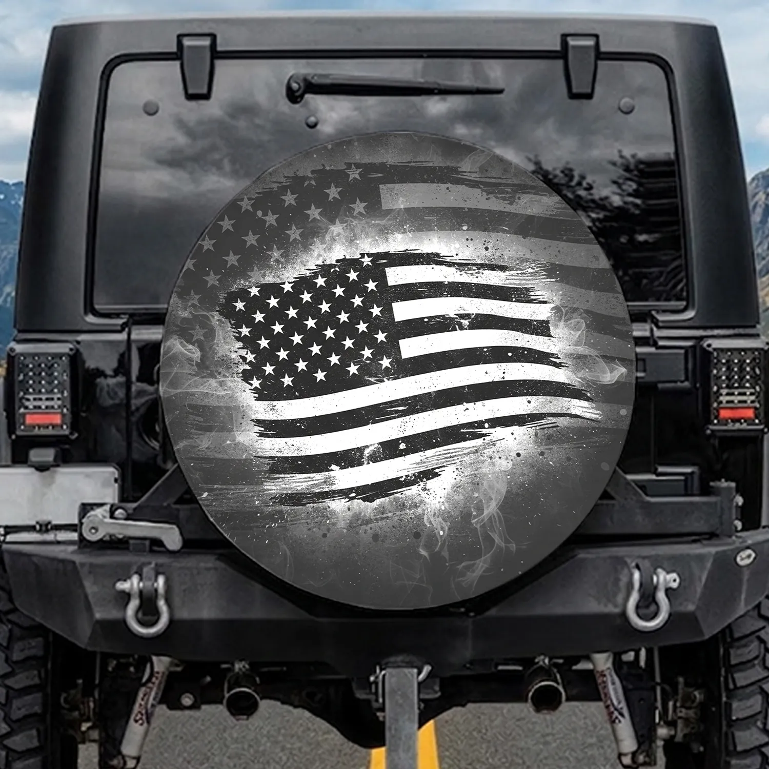 Distressed American Flag - Independence Day Celebration Gift for Veterans Spare Tire Cover - 1