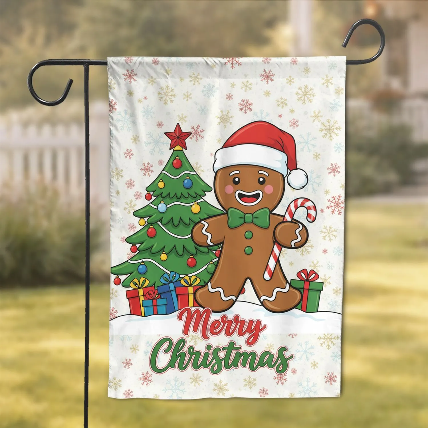 Gingerbread Man Christmas Tree Candy Cane - Christmas Holiday Decor Garden Flag - 1