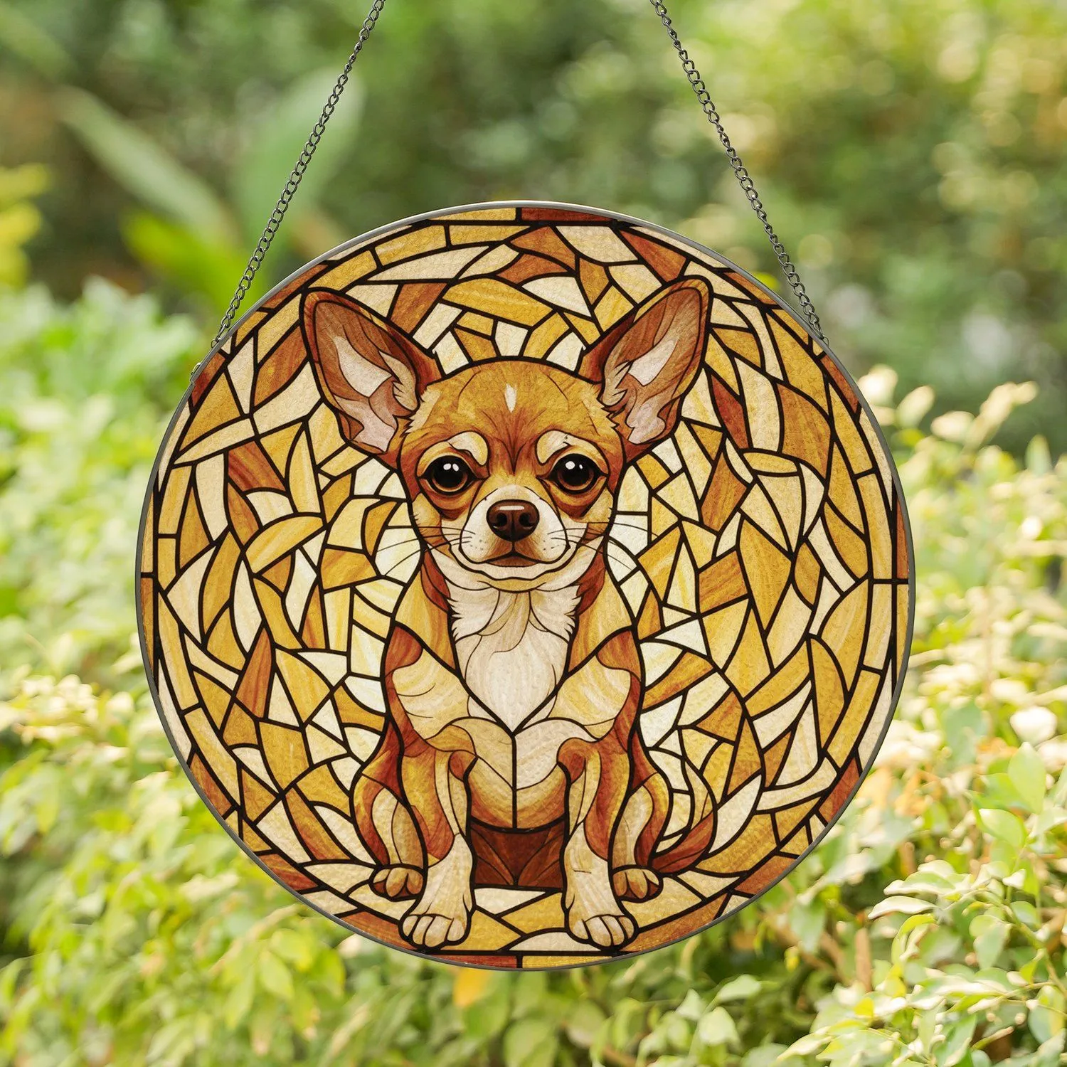 Chihuahua Dog Tiffany Glass Glowing Home Decor Gift for Chihuahua Lover Stained Glass Suncatcher - 1
