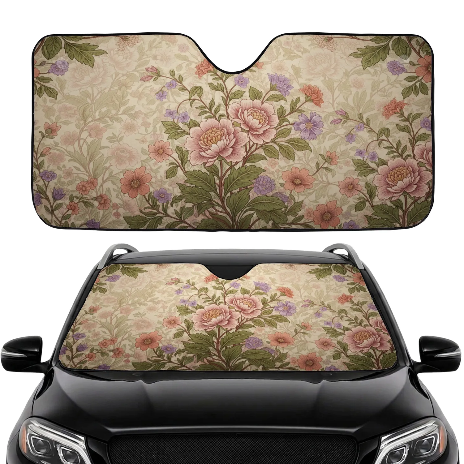 Wildflowers Blooms Foliage Leaves Vines - Car Interior Upgrade Car Sunshade - 1