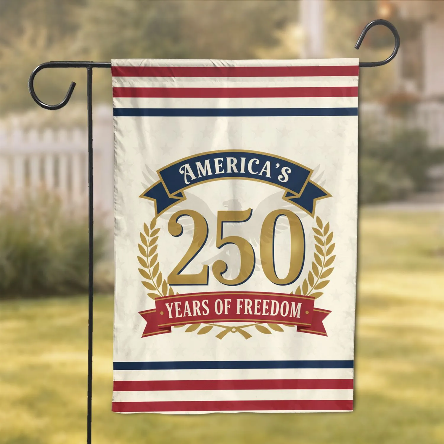 Patriotic Americana 250 Years Freedom Emblem - USA 250th Anniversary Independence Day Garden Flag - 1