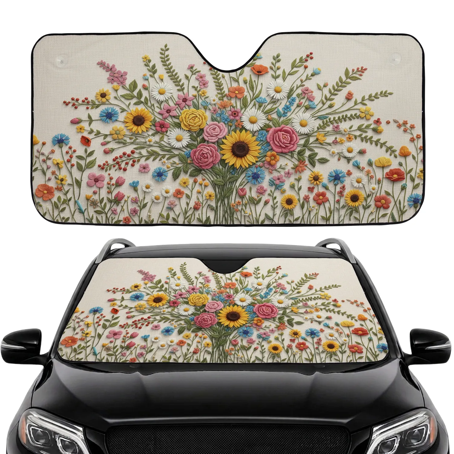 Wildflower Meadow Field - Car Interior Upgrade Car Sunshade - 1