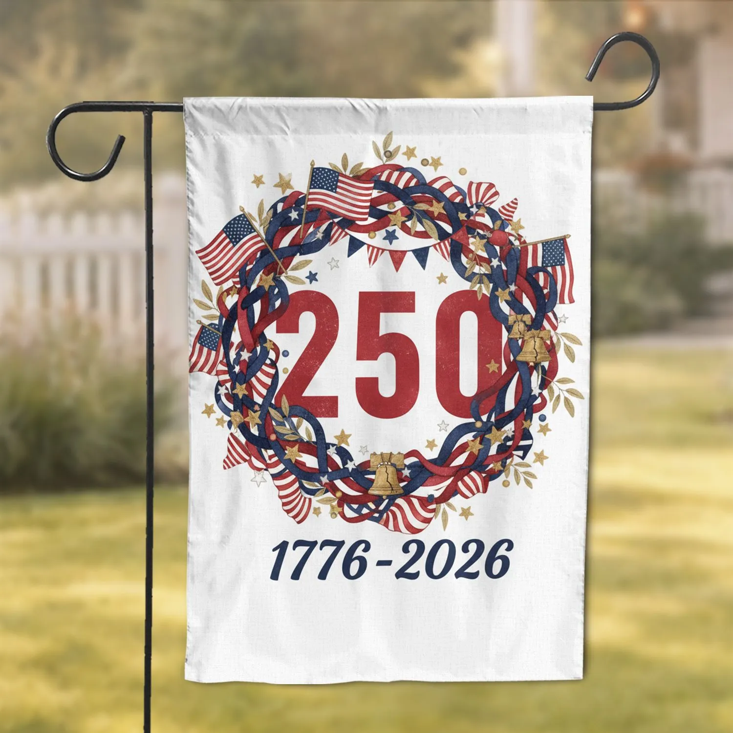 America's 250th Anniversary Wreath - USA Independence Day Celebration Garden Flag - 1