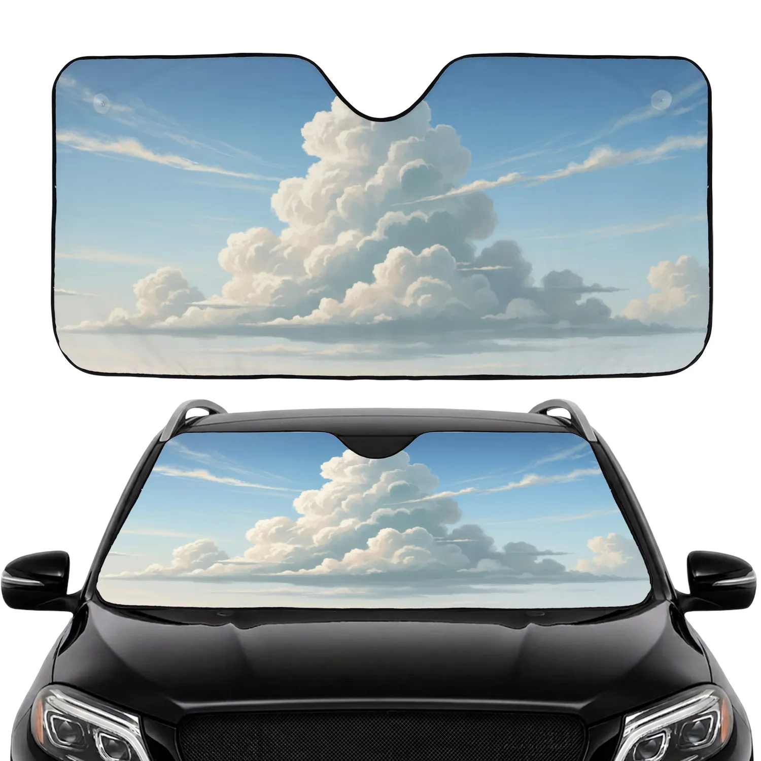 Majestic Cumulus Stratocumulus Cloudscape Serene Sky View - Car Interior Upgrade Car Sunshade - 1