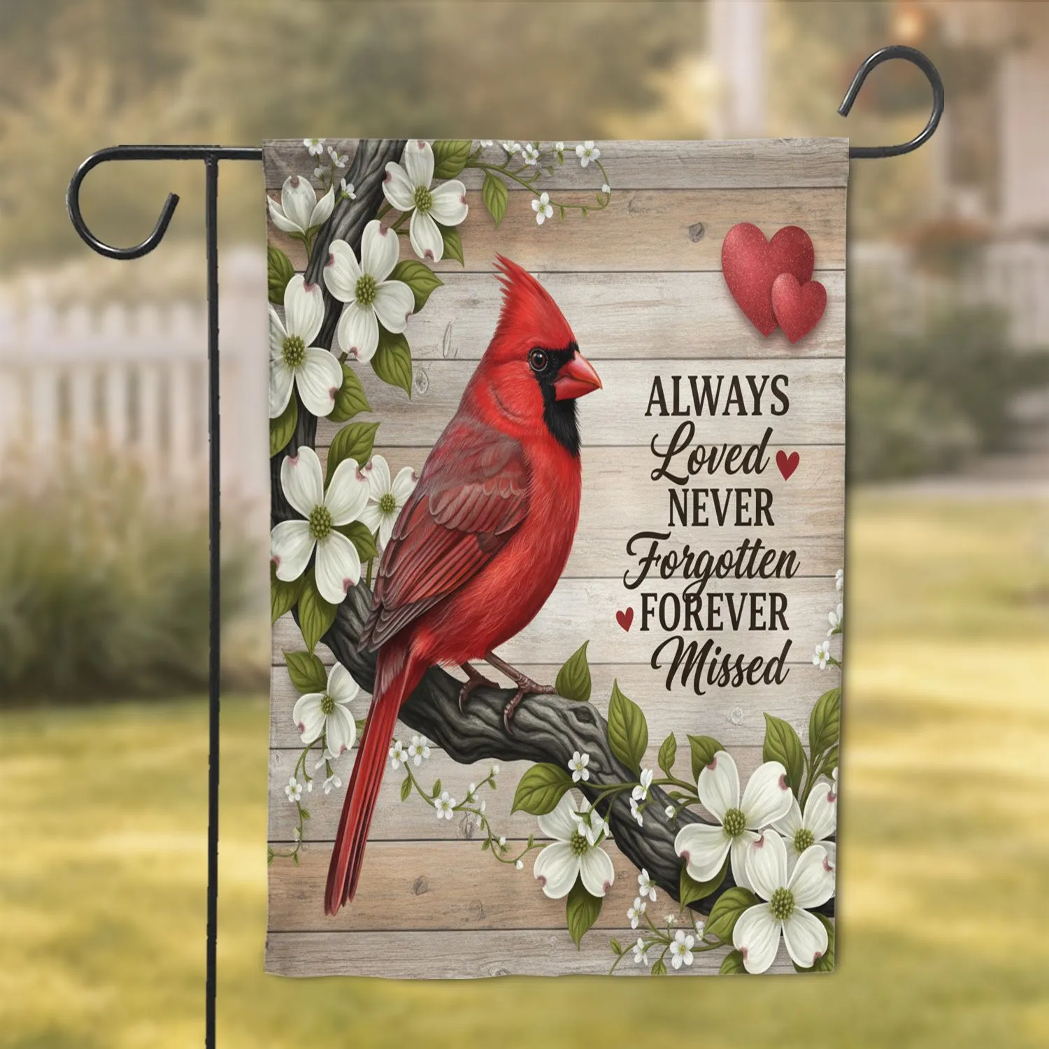 Red Cardinal Dogwood Floral Memorial - Remembrance Home Decor Gift for Loved One Garden Flag - 1