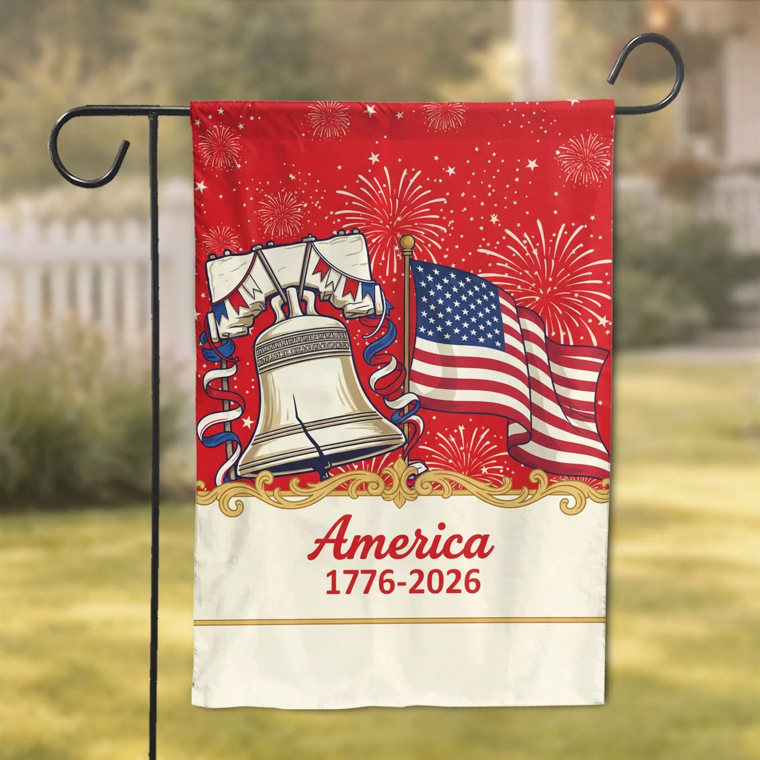 Liberty Bell American Flag Patriotic 1776-2026 - USA 250th Anniversary Celebration Garden Flag - 1