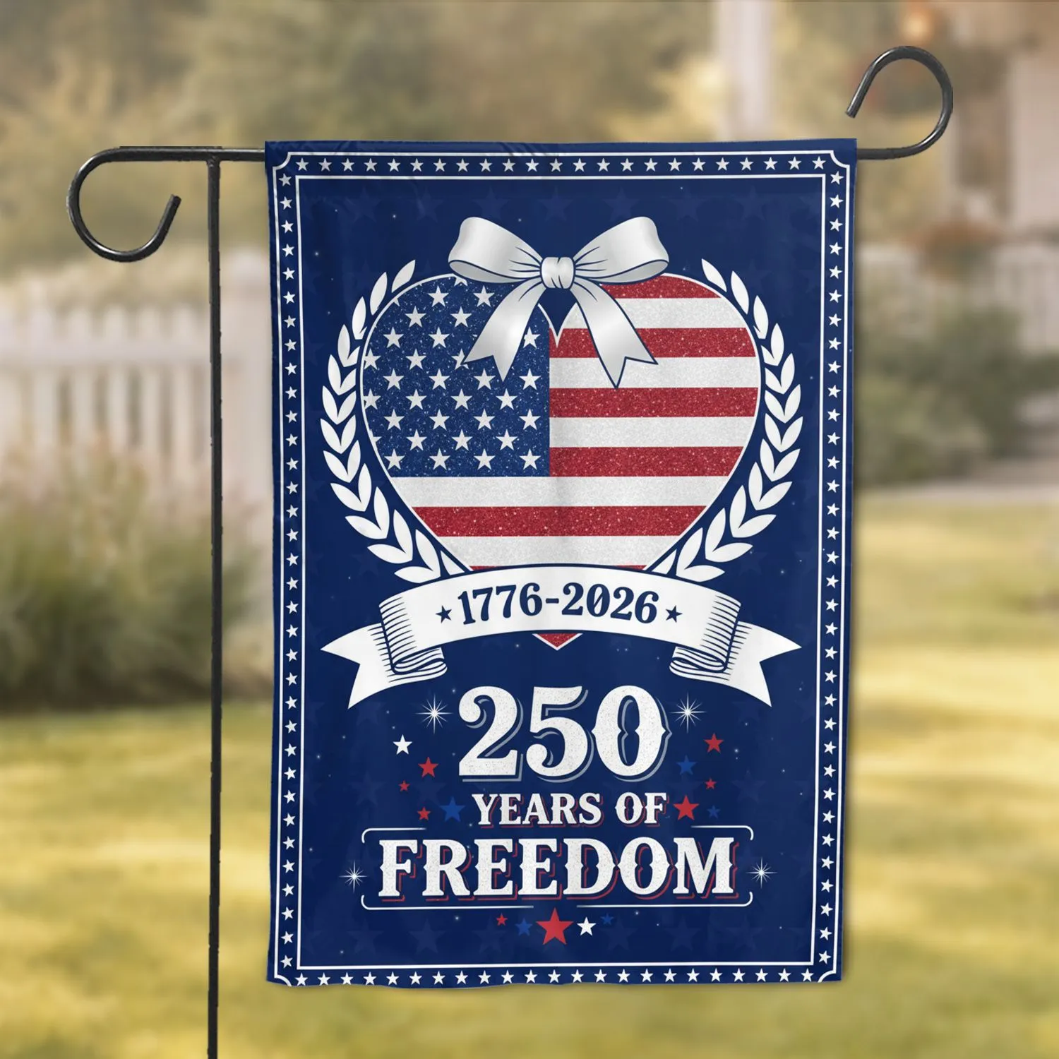 USA 250 Years of Freedom Heart - 1776-2026 Anniversary Independence Day Garden Flag - 1