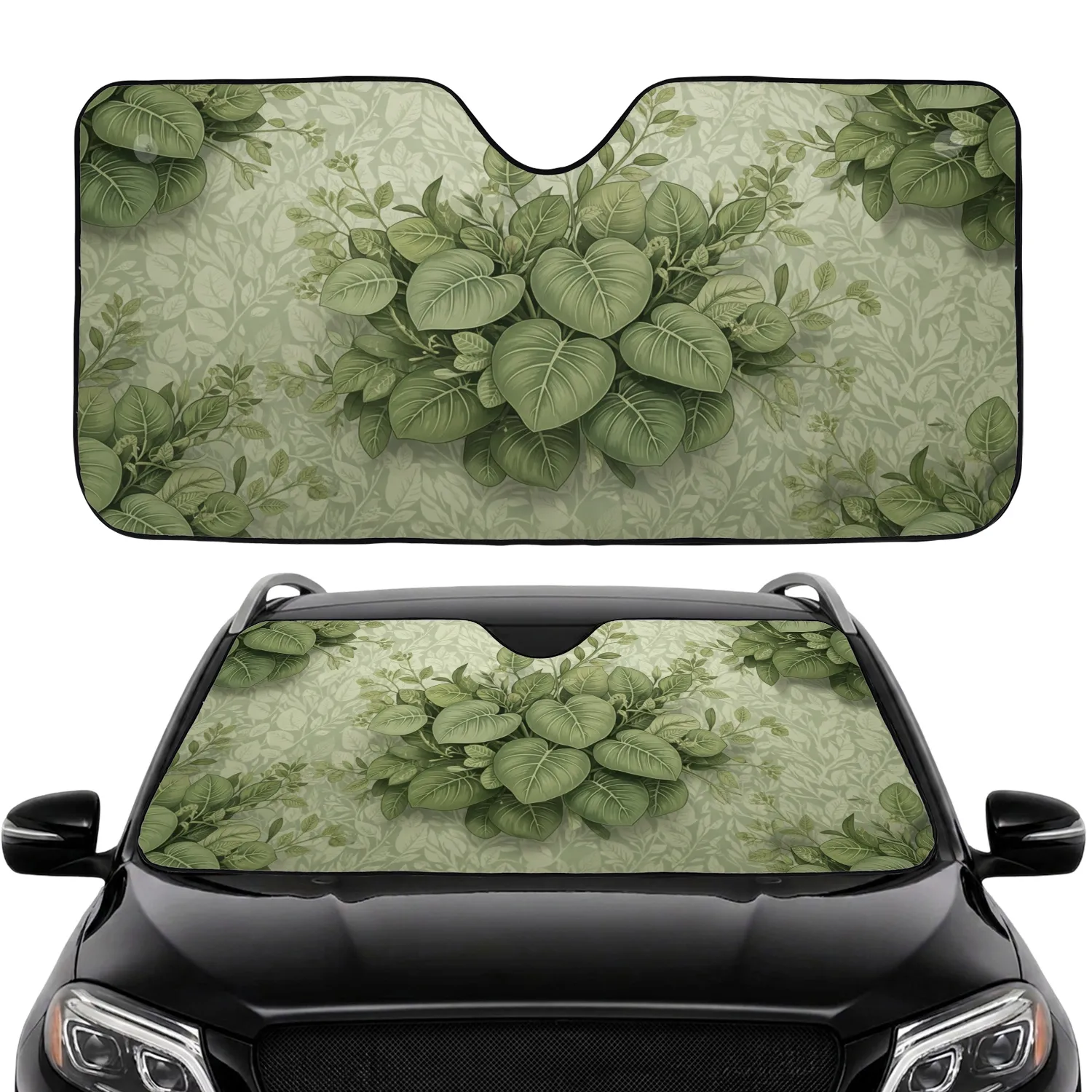 Lush Botanical Leaves Intertwined Branches Organic Vines - Car Interior Upgrade Travel Essentials Car Sunshade - 1