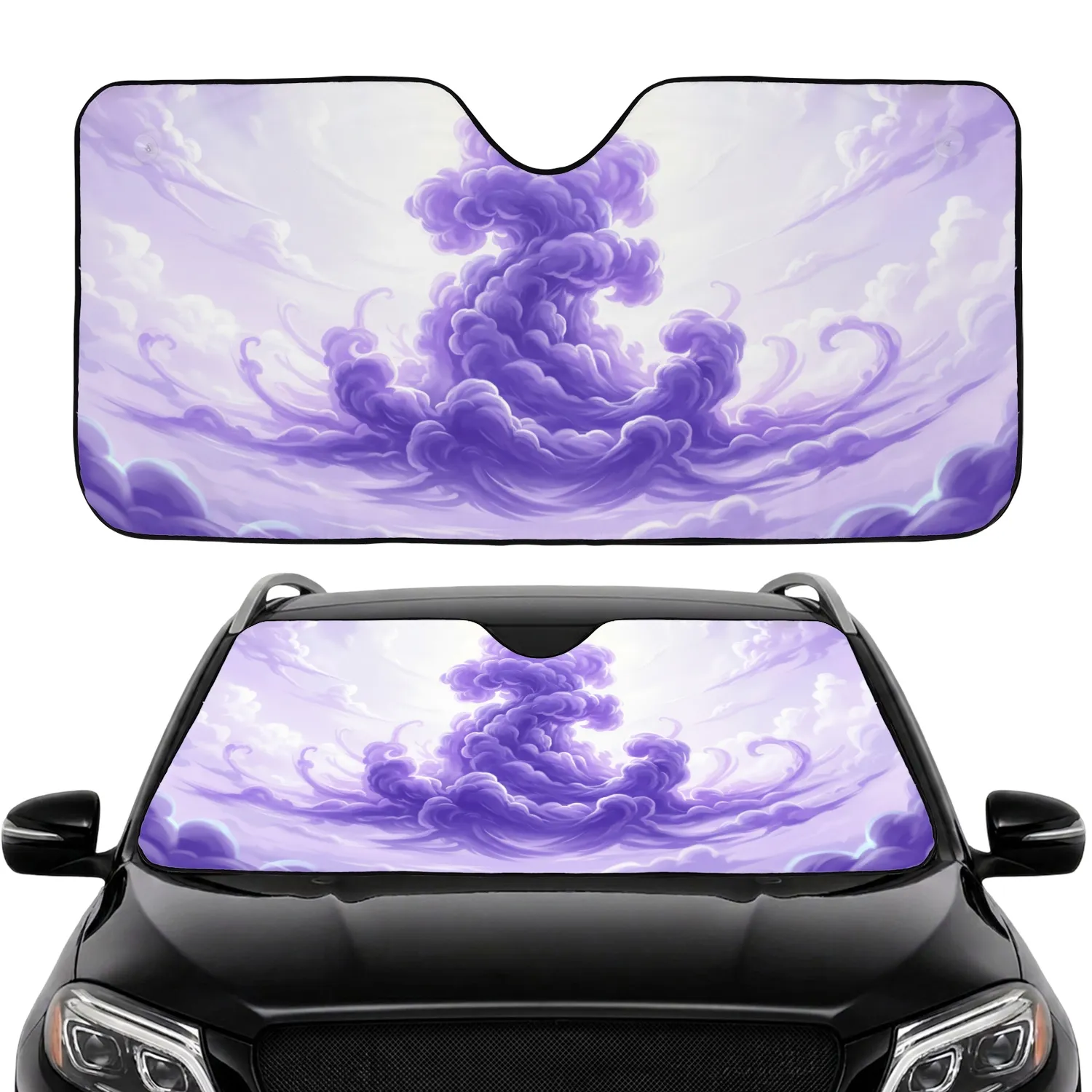 Vibrant Volumetric Purple Smoke Ethereal Clouds Luminous White - Car Interior Upgrade Car Sunshade - 1