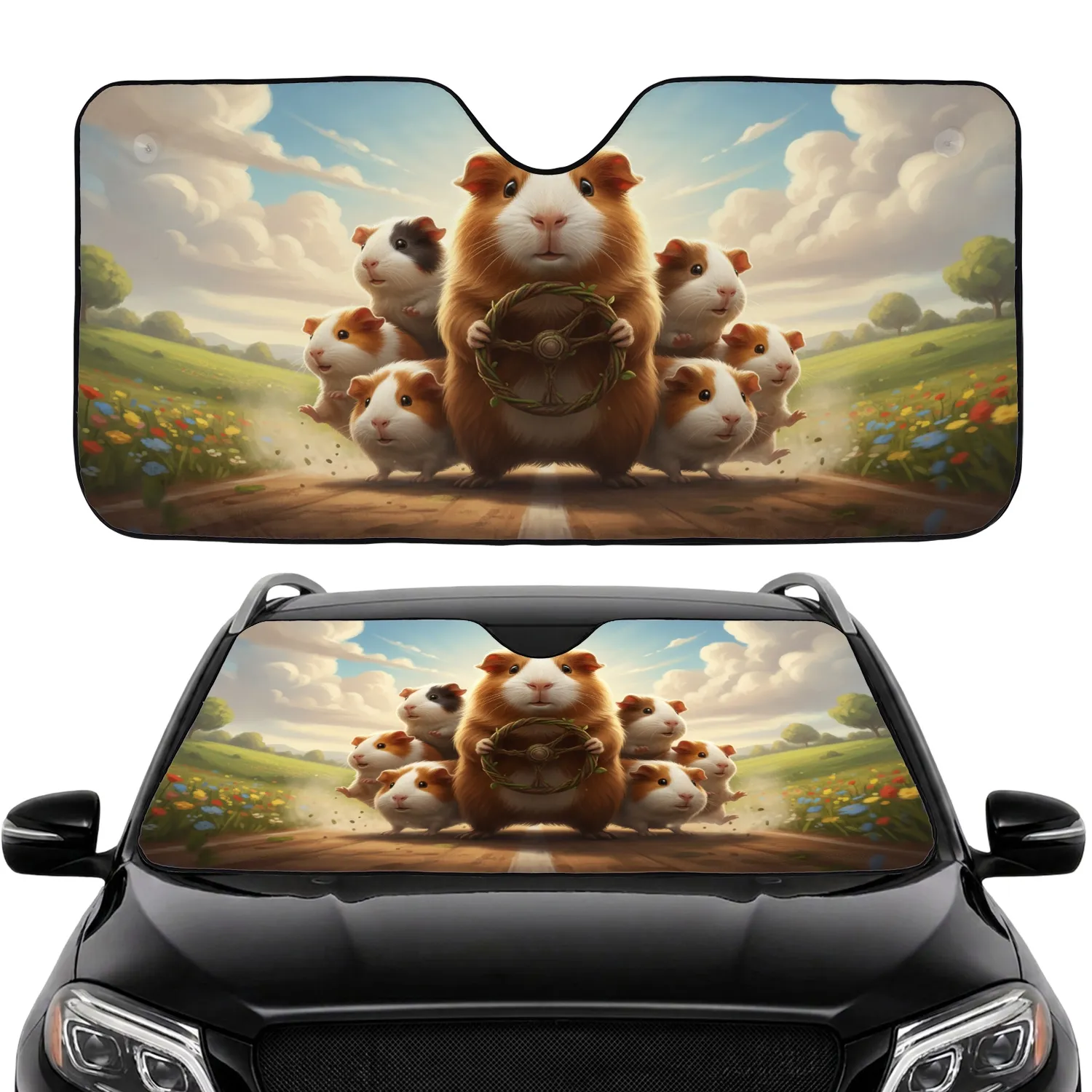 Diverse Guinea Pigs Open Road Adventure - Road Trip Car Interior Upgrade Accessory Car Sunshade - 1