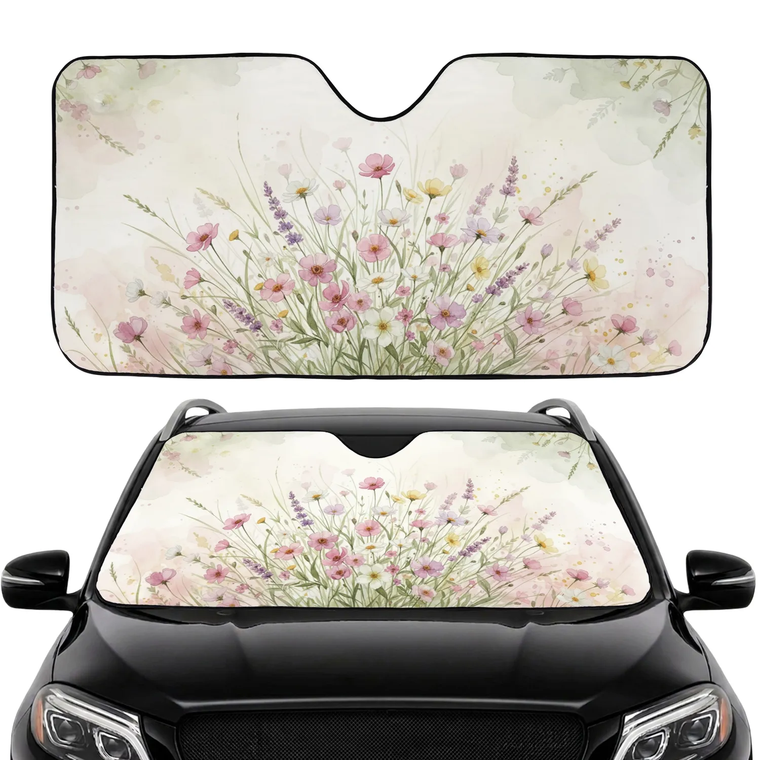 Delicate Wildflower Grasses Full Bloom - Car Interior Upgrade Road Trip Accessory Car Sunshade - 1