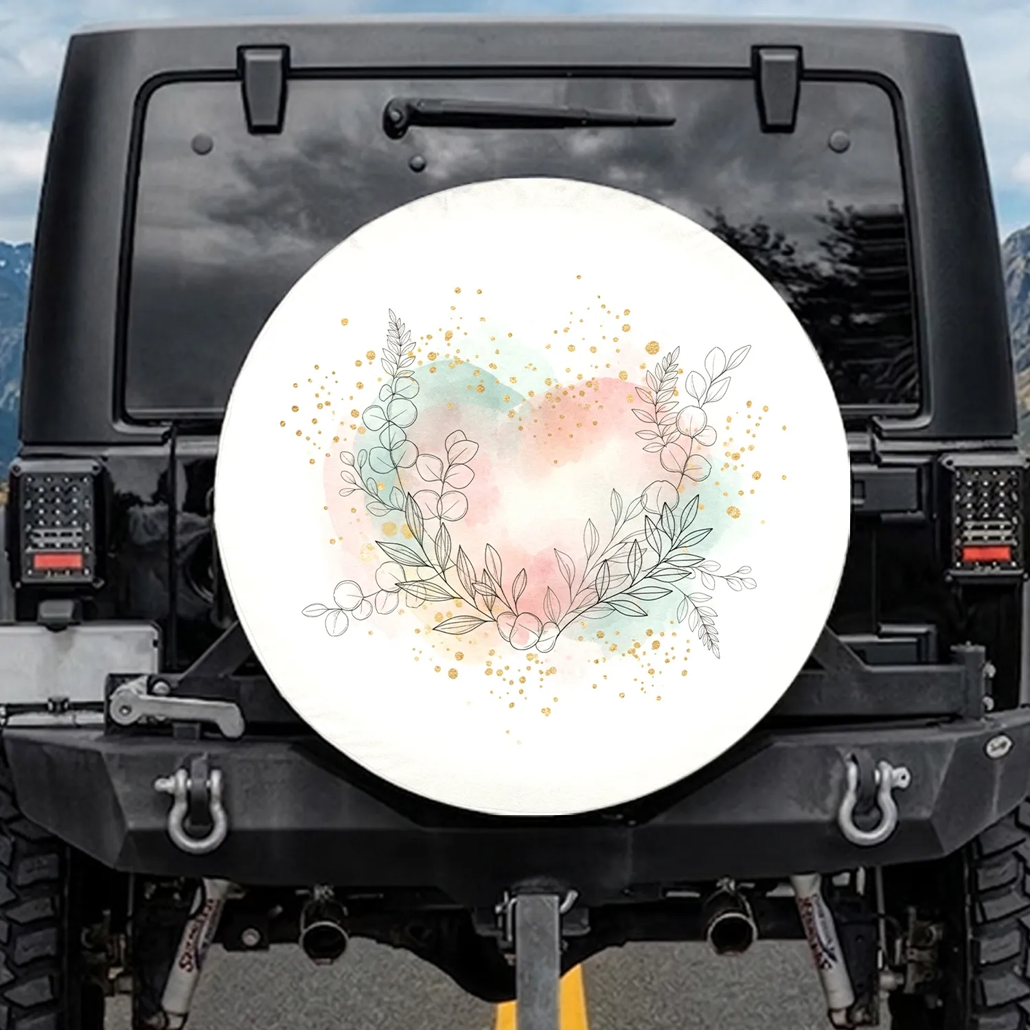 Botanical Leaves Organic Branches - Boho Lifestyle Travel Accessory Spare Tire Cover - 1