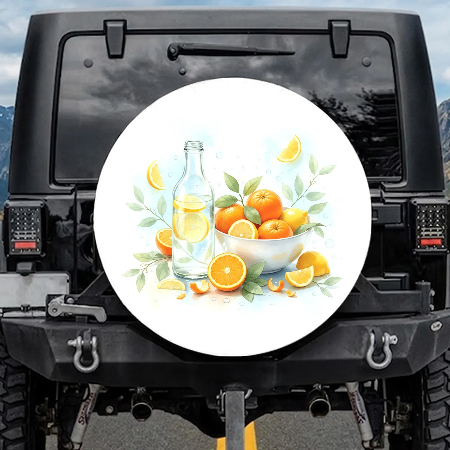Lemon Orange Citrus Botanical Still Life Glass Bottle Ceramic Bowl Everyday Travel Lifestyle Gift Spare Tire Cover - 1