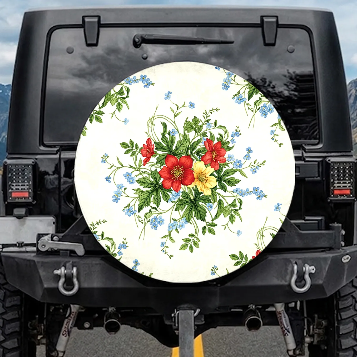 Botanical Blossoms Leaves Flowers Vines - Travel Essentials Home Decor Gift Spare Tire Cover - 1