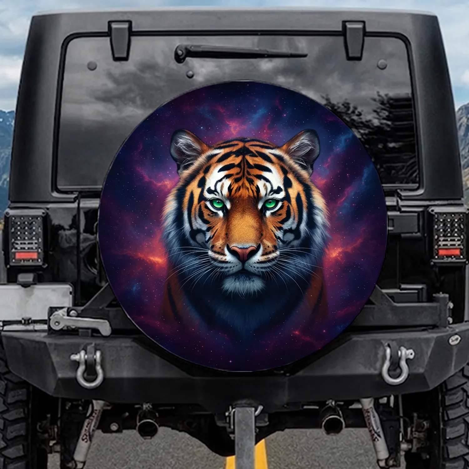 Majestic Bengal Tiger Emerald Eye Nebula - Wildlife Lover Gift Spare Tire Cover - 1
