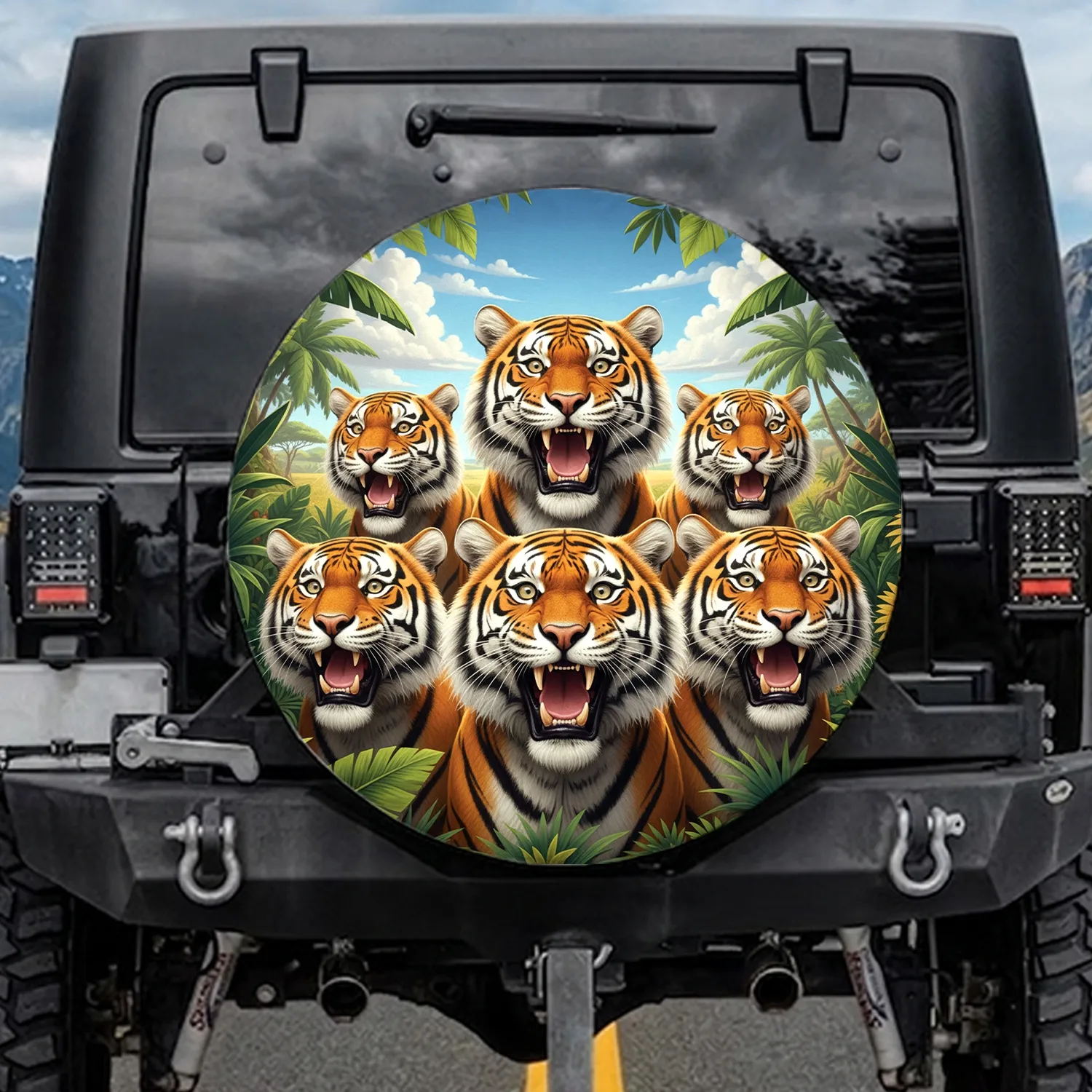 Funny Bengal Tigers Tropical Jungle Savanna - Wildlife Lover Gift Spare Tire Cover - 1