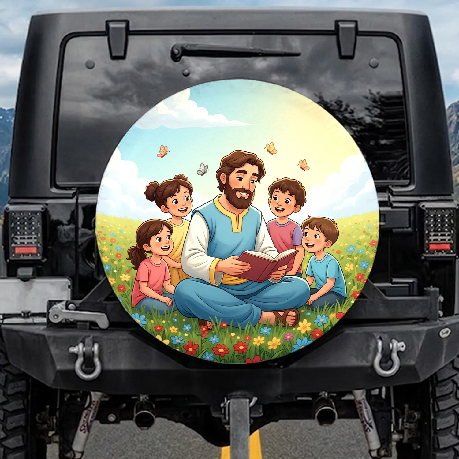 Benevolent Reader Children Wildflowers - Educational Home Decor Gift for Parents Spare Tire Cover - 1