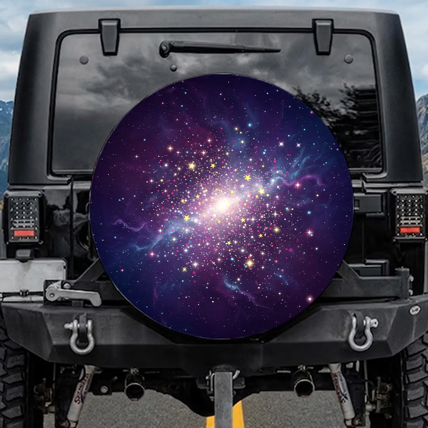 Cosmic Starfield Galaxy Multi-Shaped Stars - Travel Essentials Star Gazer Gift Spare Tire Cover - 1