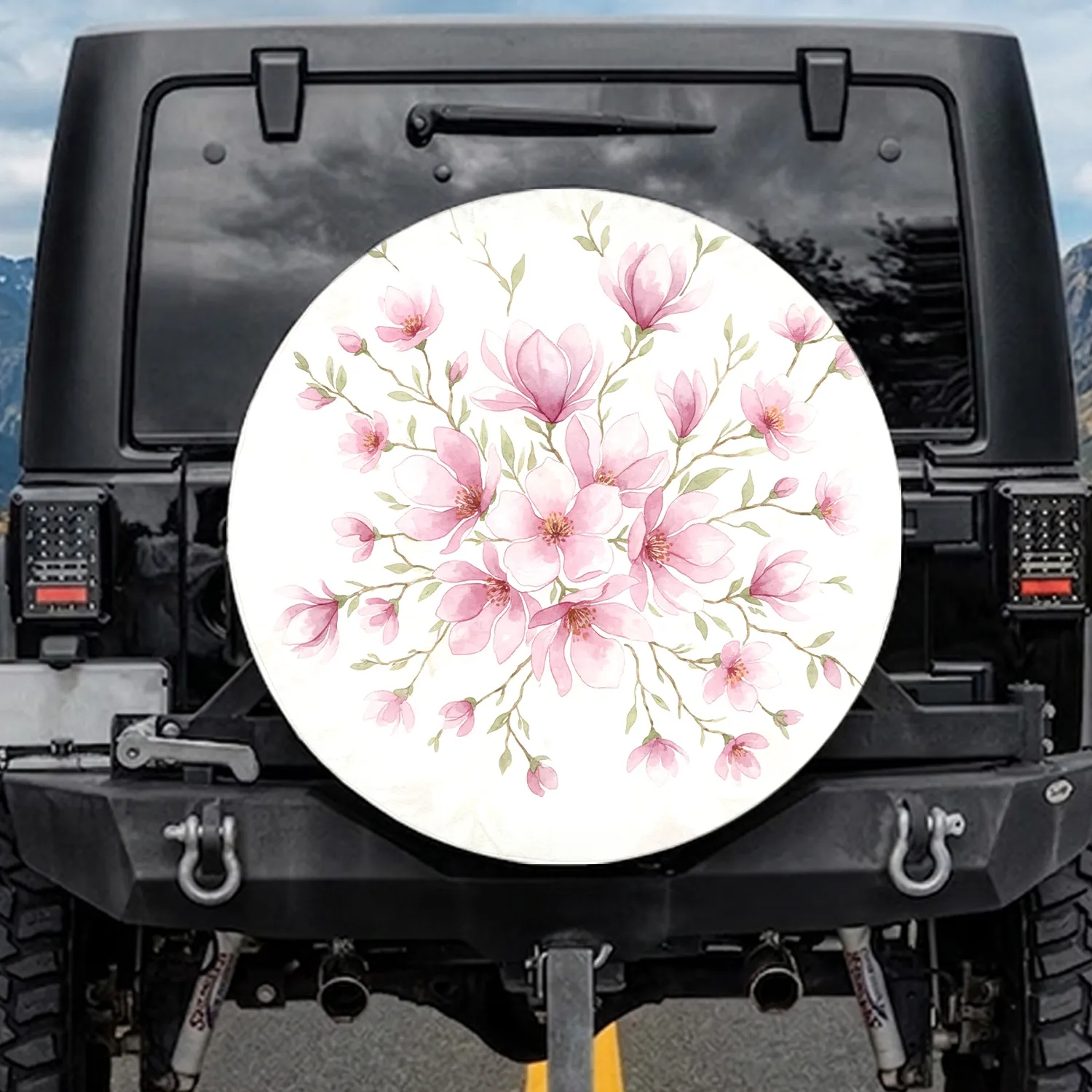 Magnolia Cherry Blossom Floral Foliage - Nature Lover Home Decor Gift Spare Tire Cover - 1